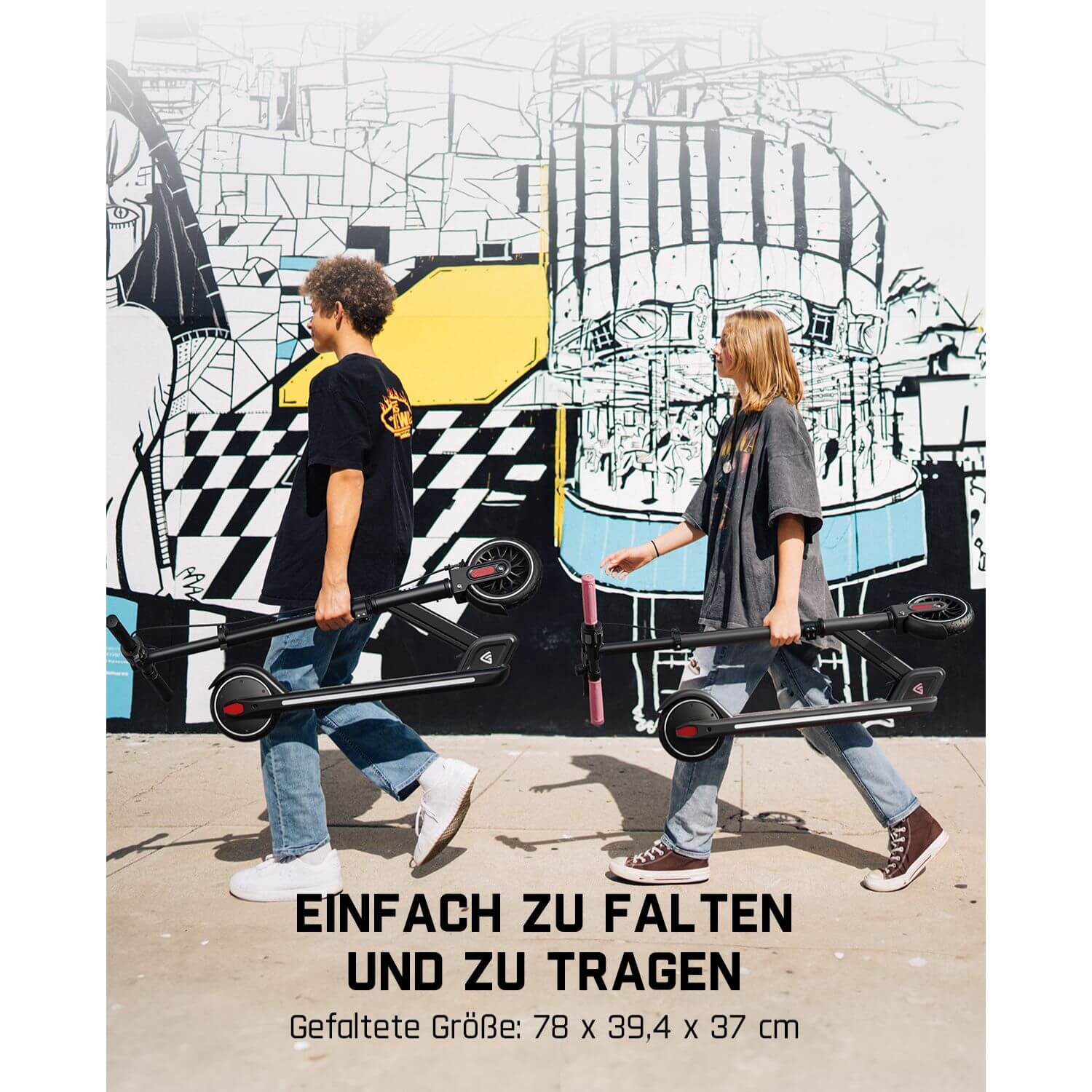 FanttikRide T9 Apex Elektroroller für Kinder ab 13 Jahren, Bunte LED-Lichter mit Bluetooth-Musiklautsprecher, 12/16/20 KMH Digitalanzeige, Höhenverstellbar, Faltbarer E-Scooter für Teenager