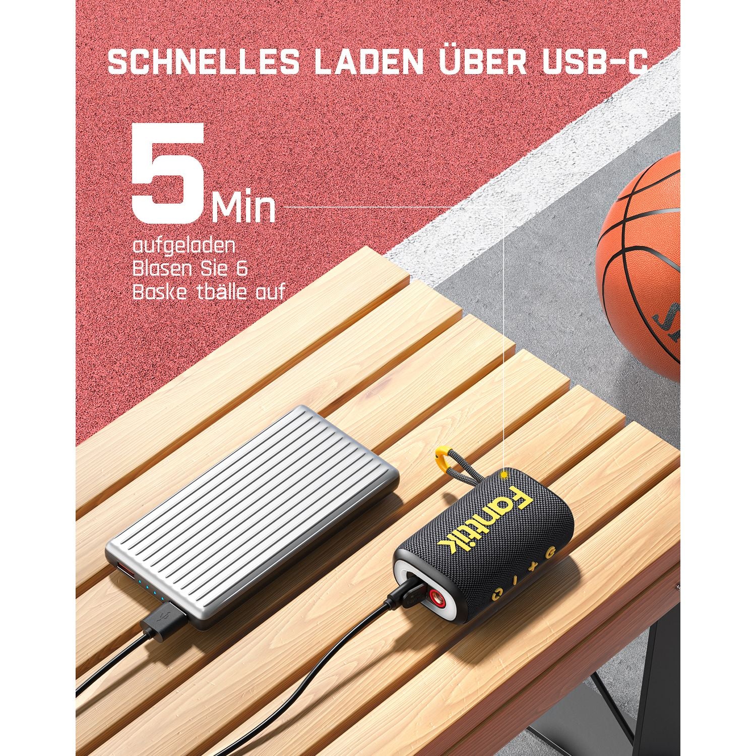 Fanttik X8 Nano Elektrische Ballpumpe, Ultraschnelles Aufpumpen für Sportball, Tragbare Luftpumpe mit Präziser Digitaldruck und LCD-Display für Basketball, Fußball, Volleyball, Rugby