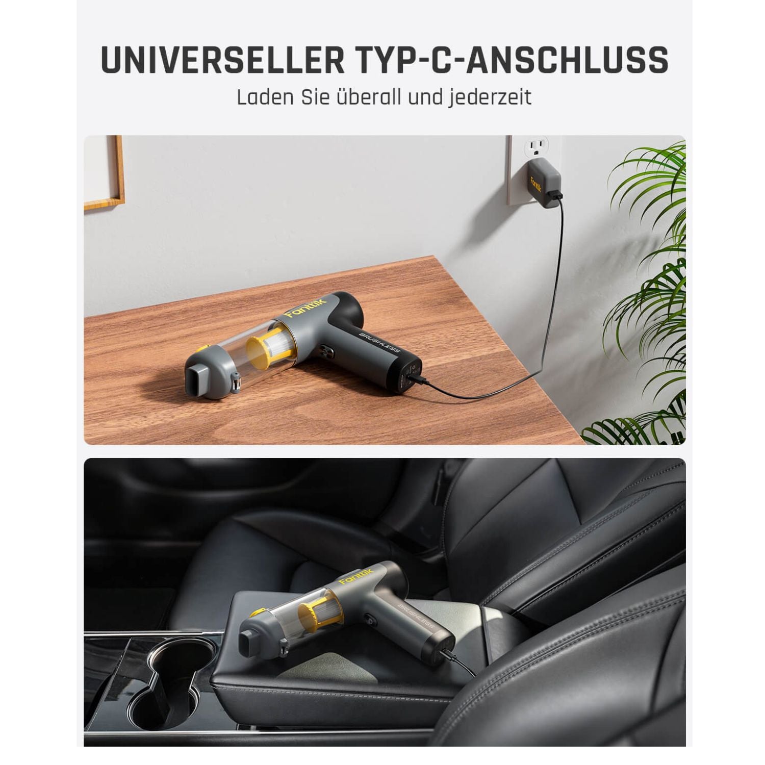 Fanttik Slim V9 Mix Auto-Staubsauger, 4-in-1 kabelloser Handstaubsauger, 12000 PA Hochleistungs-Handstaubsauger Tragbarer Staubsauger für den Innenraum von Autos und zu Hause