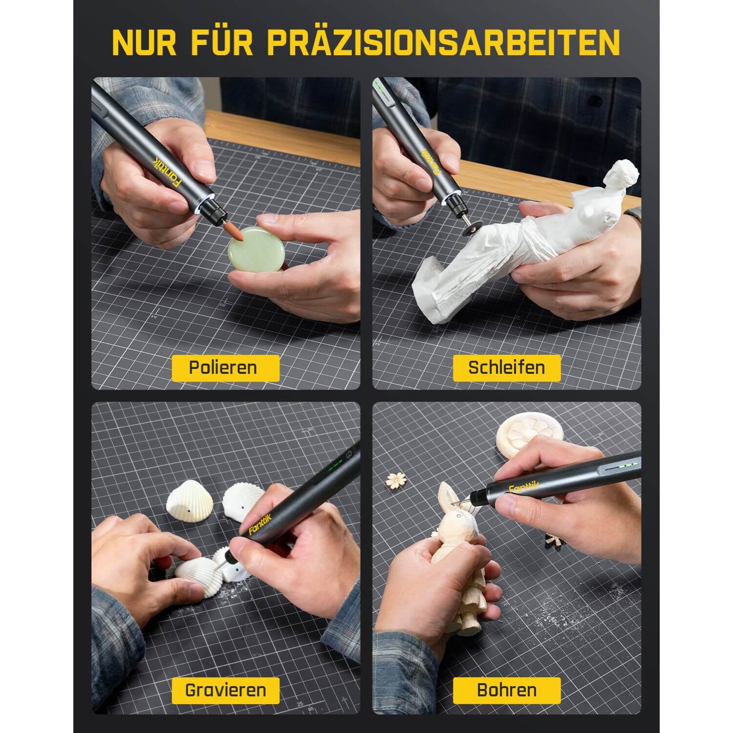 Fanttik F2 Master Mini Akku-Multifunktionswerkzeug Set 3,6V, NeoPulse Motor, 5 Geschwindigkeiten, 25000 U/min, Revostor-Hub, 35 Zubehörteile, Elektrowerkzeug zum Schleifen, Polieren, Bohren, Gravieren