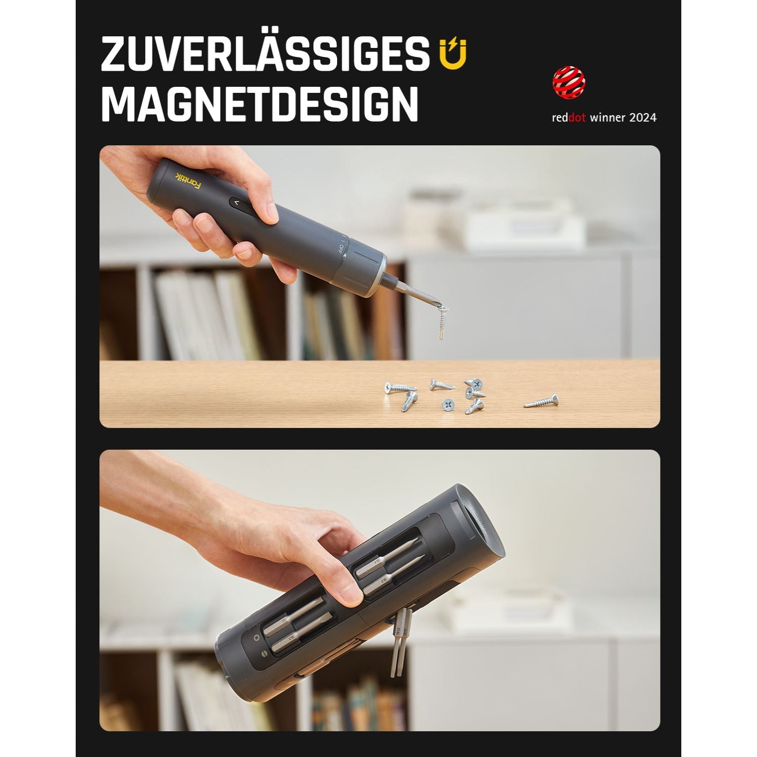 Fanttik S1 Pro 3.7V Magnetische Electric Screwdriver, Leistungsstarkes-Schraubendreher-Set mit 16 Bits, Einstellbare 3 Drehmomente bis zu 6 Nm, 2000-mAh-Akku, Geeignet für die Möbel/Computerreparatur