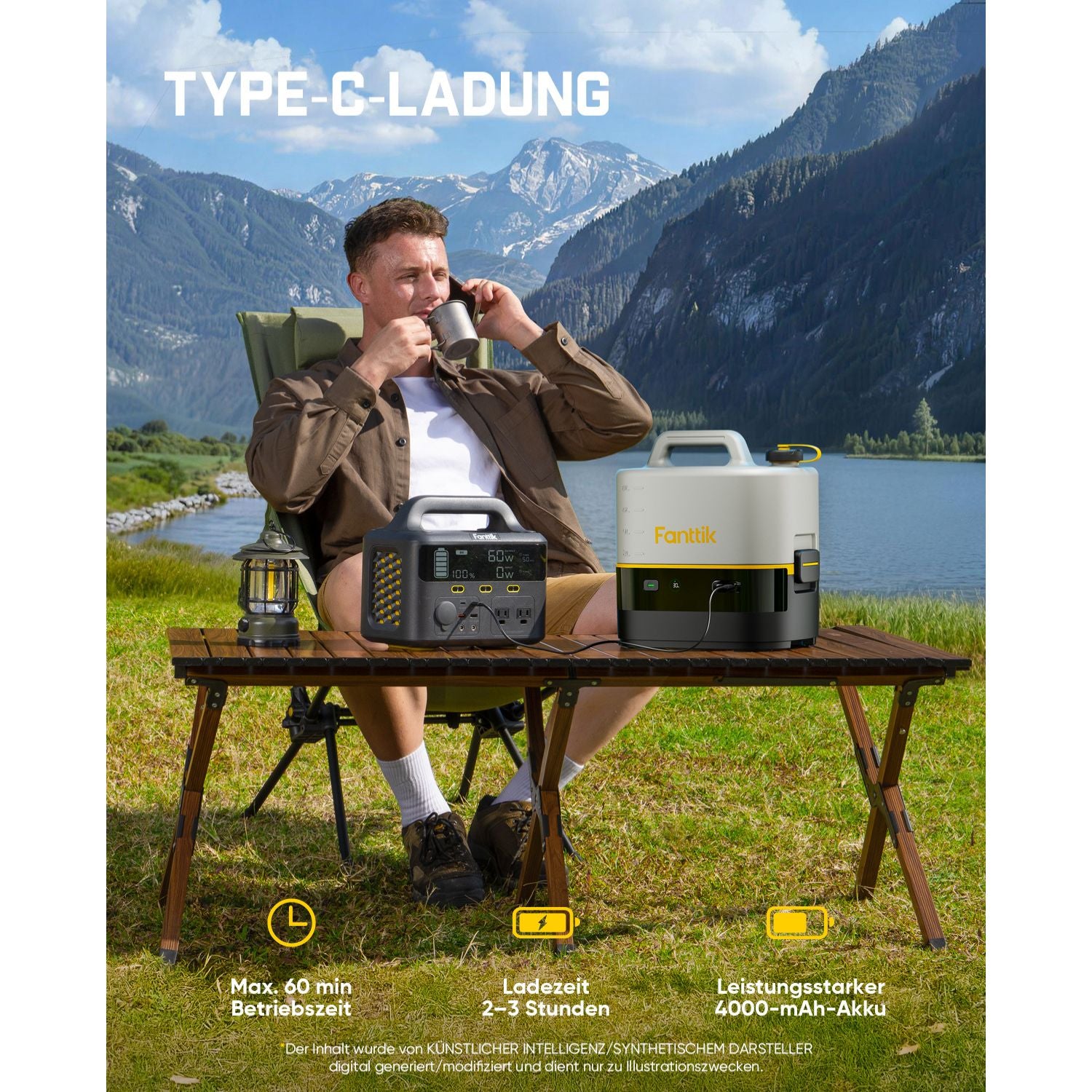 Fanttik NB10 Nano tragbarer Akku-Drucksprüher, 2,1-Gallonen-Tank, 72-98 PSI, HD-LED-Display, 4000mAh, mit Campingleuchte – tragbarer Hochdruckreiniger für Zuhause, Terrasse und Camping