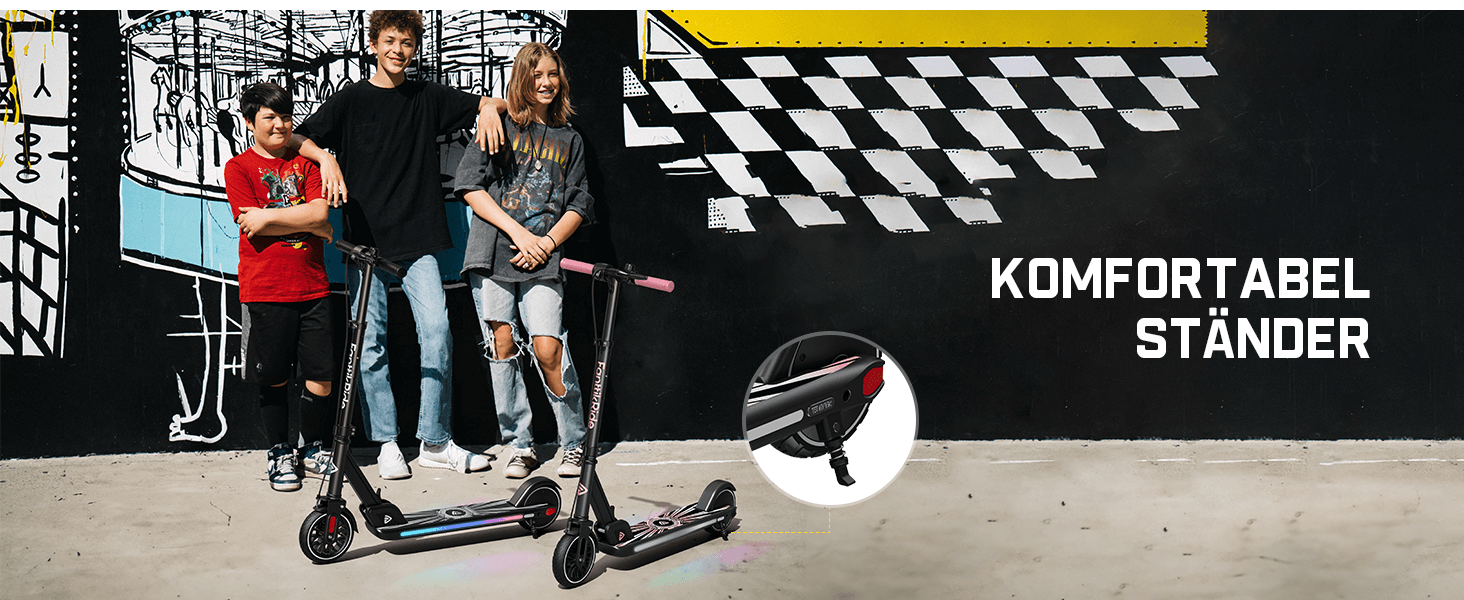 FanttikRide T9 Apex Elektroroller für Kinder ab 13 Jahren, Bunte LED-Lichter mit Bluetooth-Musiklautsprecher, 12/16/20 KMH Digitalanzeige, Höhenverstellbar, Faltbarer E-Scooter für Teenager