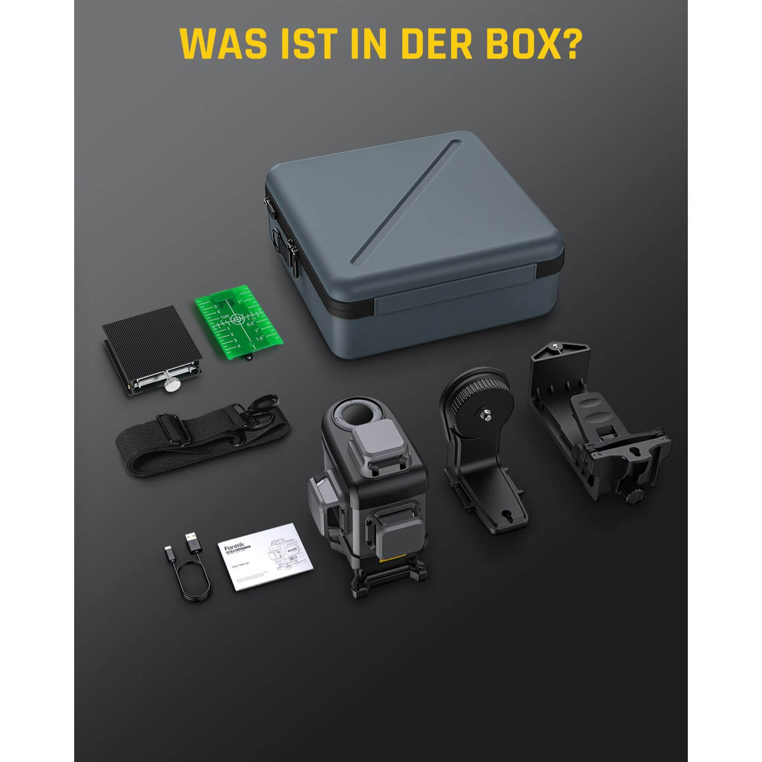 Fanttik D16 APEX Kreuzlinienlaser Grün 4x360°, 16 Linien Selbstnivellierender Linienlaser mit LED-Bildschirm, 5200 mAh Batterie Wiederaufladbar, Impulsmodus, Magnetische Unterstützung