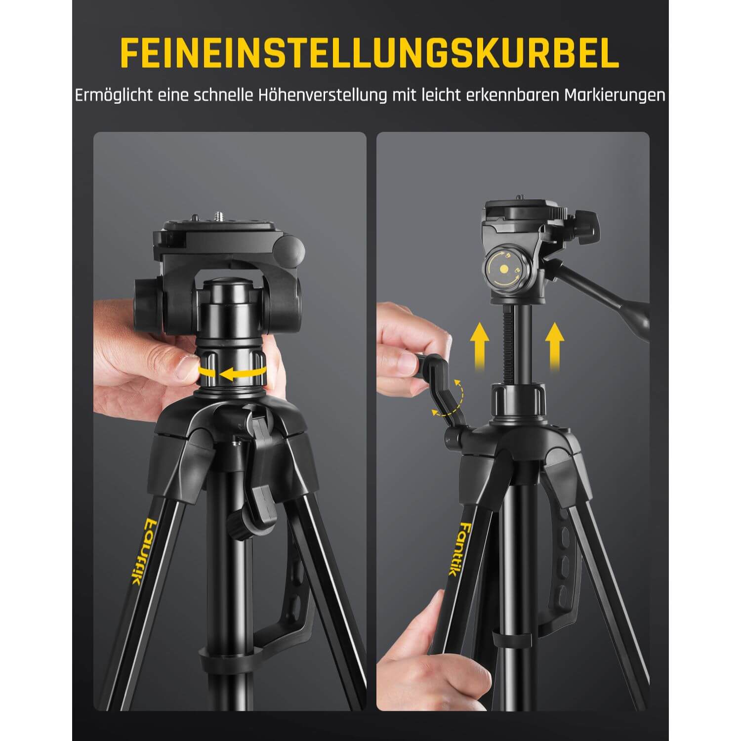 Fanttik DT1 Professional Baustativ für Kreuzlinienlaser, Nivelliergeräte und Kameras mit 3-Wege-Panoramakopf, Schnellwechselplatte mit 1/4"-20 Gewinde und Wasserwaage
