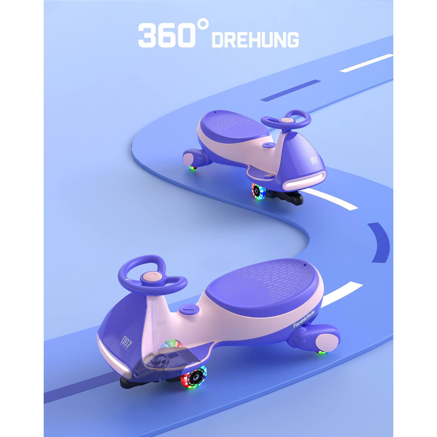 FanttikRide 12V N7 Pro Kinder Elektroauto, Elektrisches Rutschauto mit Pedal, Typ C aufladbar Batterie Kinder Auto, 2 Geschwindigkeit Kippschutz Leuchtende Räder, Bluetooth, für Kind ab 3 Jahren, Rosa