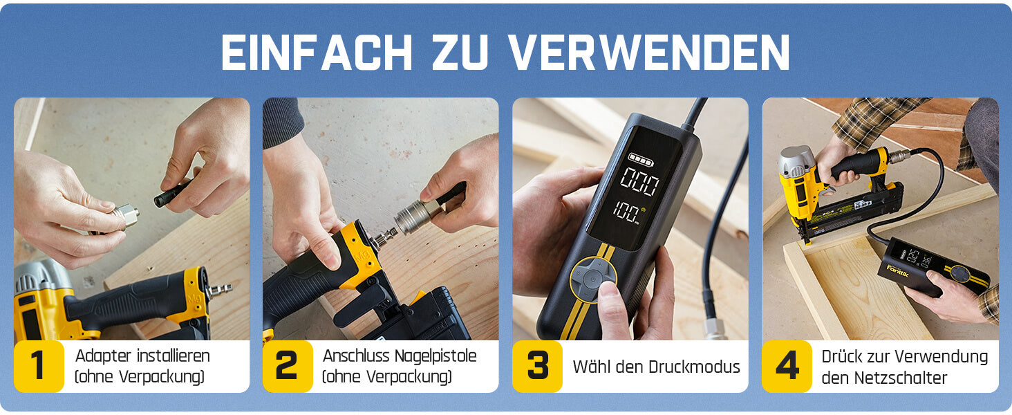 Fanttik X8 APEX Tragbare Elektronische Luftpumpe 12V mit 7800mAh, 10,3BAR / 150PSI Elektrischer Kompressor 2X Schneller, Dualer Bildschirm mit LED, für Auto, E-Bike, Motorrad, Ball