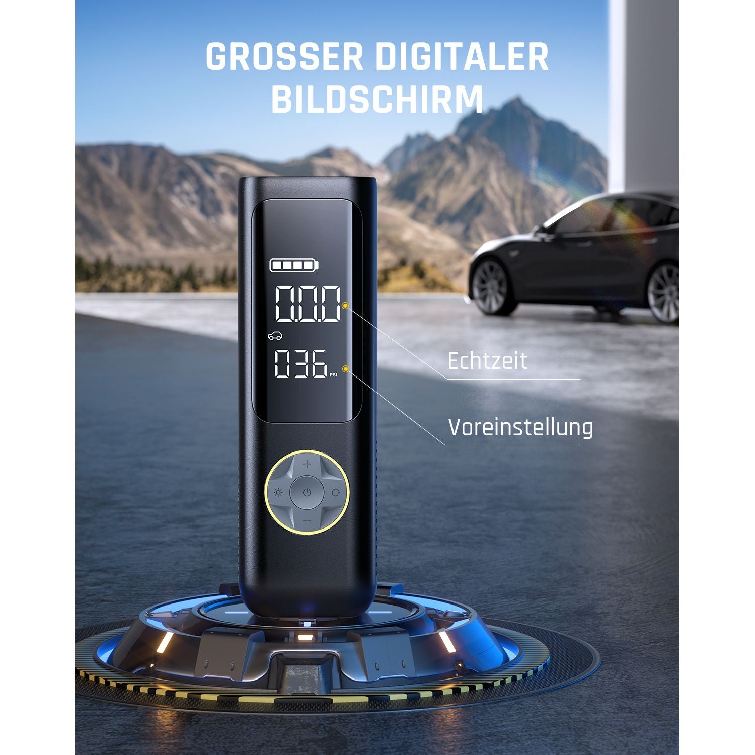 Fanttik X8 APEX™ 7800mAh Tragbare Elektronische Luftpumpe 12V, 10,3BAR / 150PSI Elektrischer Kompressor 2X Schneller, Dualer Bildschirm mit LCD, 5 Modi für Autos, E-Bikes, Motorräder, Bälle