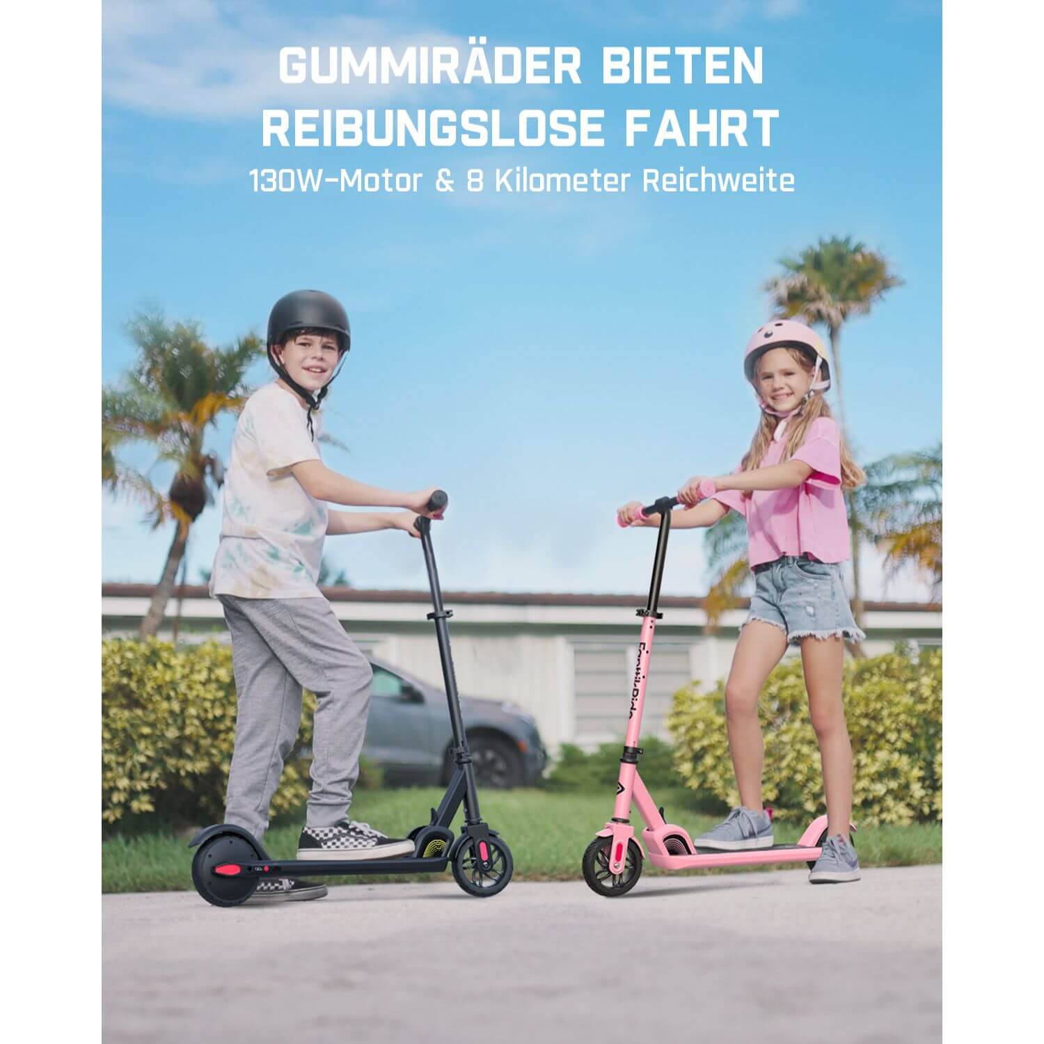 FanttikRide C9 Elektroroller für Kinder ab 8 Jahren, 10/16 km/h, 5 Meilen Reichweite, LED-Anzeige, höhenverstellbar, faltbar, Gummiräder, leicht, Geschenke für Jungen und Mädchen bis 132 Pfund