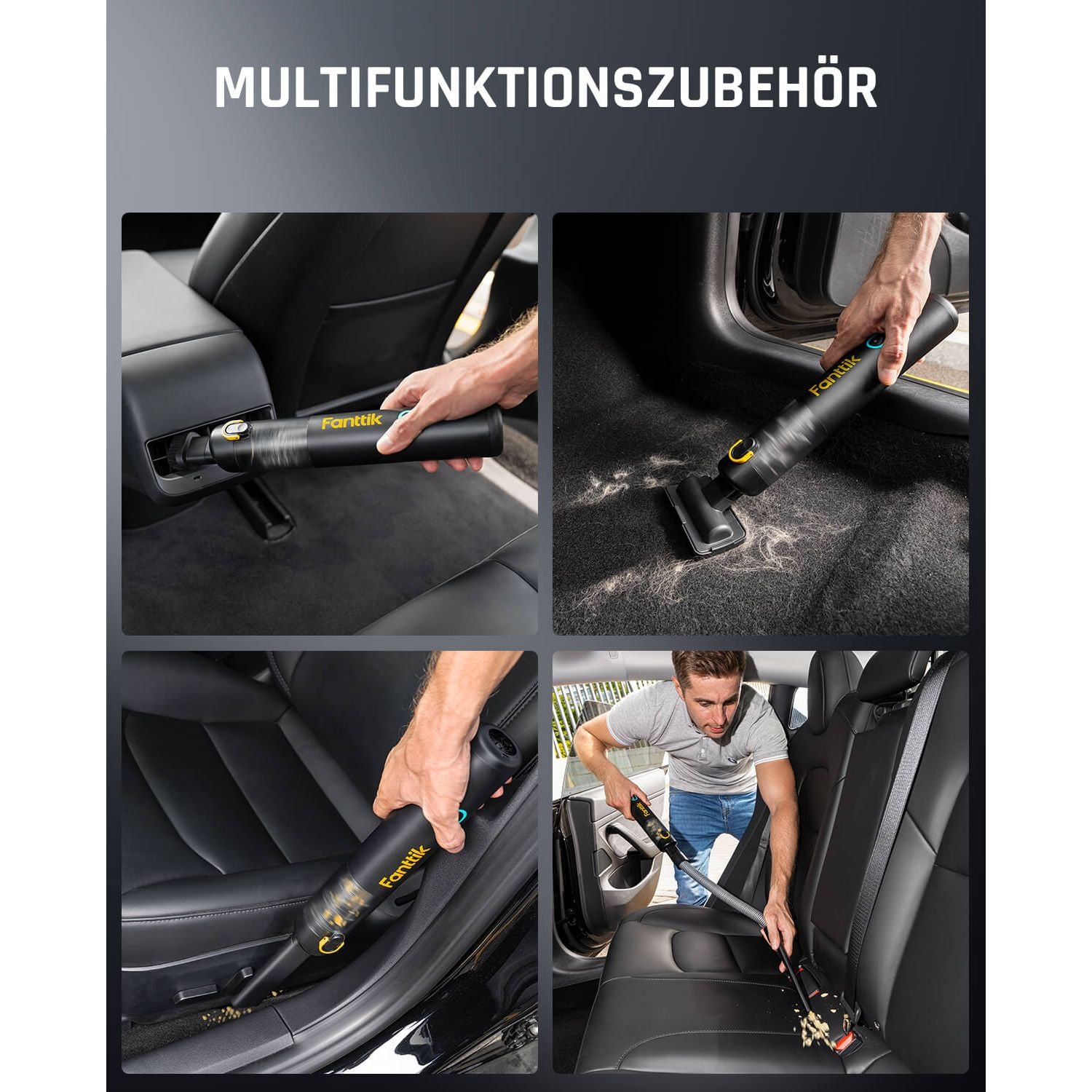 Fanttik Slim V8 Apex Akku-Autostaubsauger mit hoher Leistung, 19000 Pa/45 AW, RobustClean™-Handstaubsauger 4-in-1-Mini-Luftgebläsepumpe, Tragbarer Staubsauger für Auto und Zuhause