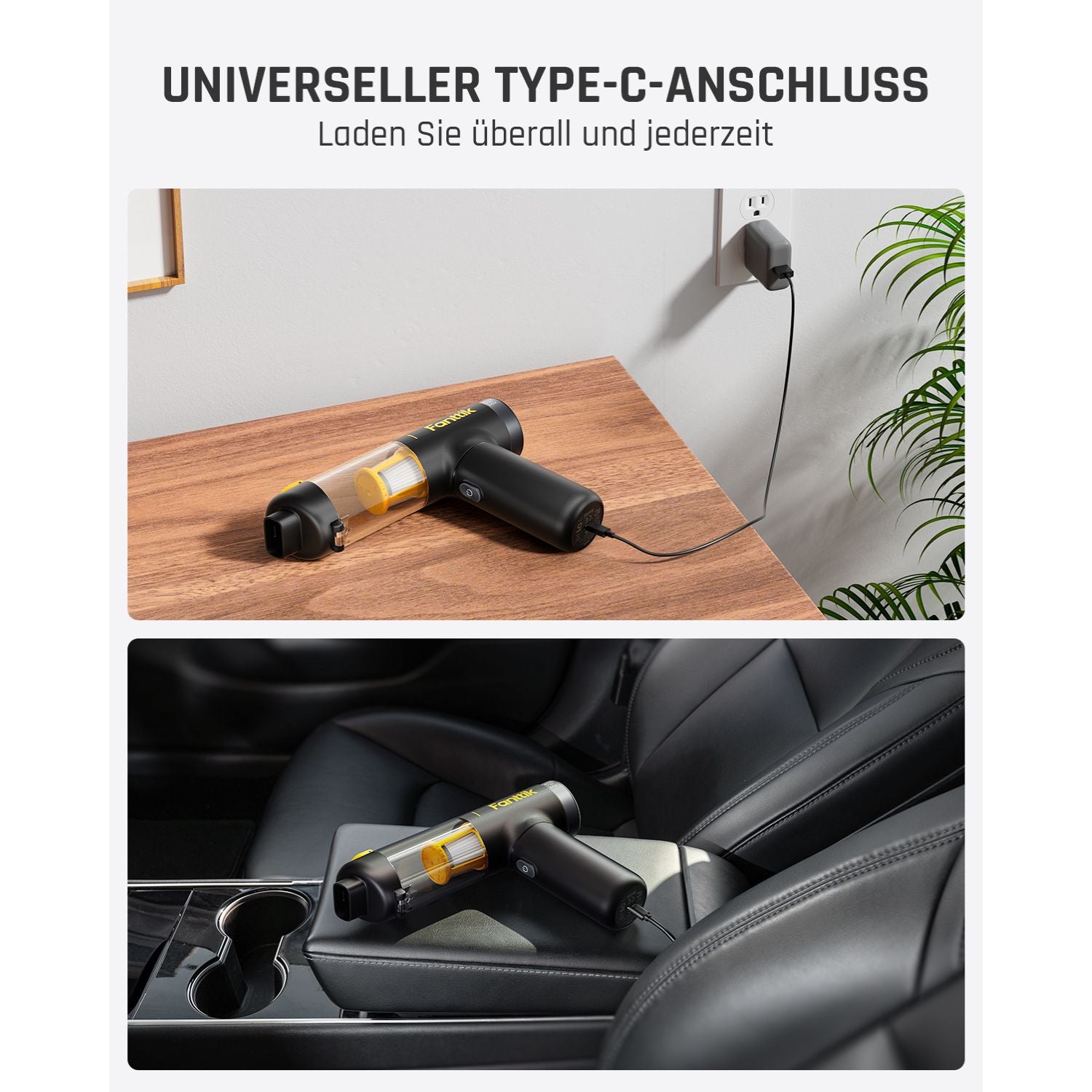 Fanttik Slim V10 Mix Kabelloser Auto-Staubsauger, 4-in-1 Handstaubgebläse, Smart-LED-Farbdisplay, 16 kPa Starke Saugleistung, tragbarer Mini-Staubsauger für Auto, Büro & Tastaturen
