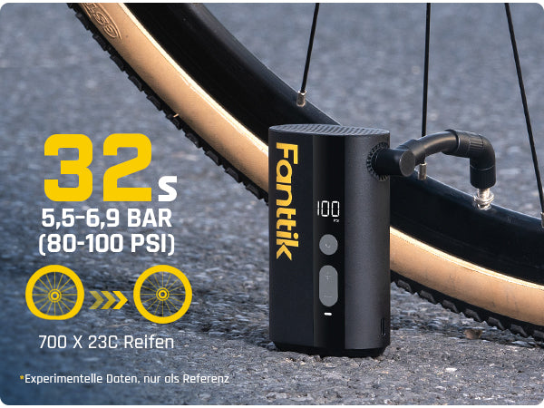 Fanttik X9 Ace Mini Fahrradpumpe, Akku Kompressor, 32s Schnellaufblasbare Elektrische Fahrradpumpe, 150 PSI Luftpumpe mit Presta- und Schrader-Ventil, für Rennrad, Mountainbike, E-Bike, Stadtrad