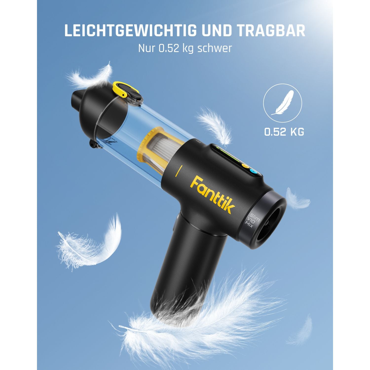 Fanttik Slim V10 Mix Kabelloser Auto-Staubsauger, 4-in-1 Handstaubgebläse, Smart-LED-Farbdisplay, 16 kPa Starke Saugleistung, tragbarer Mini-Staubsauger für Auto, Büro & Tastaturen