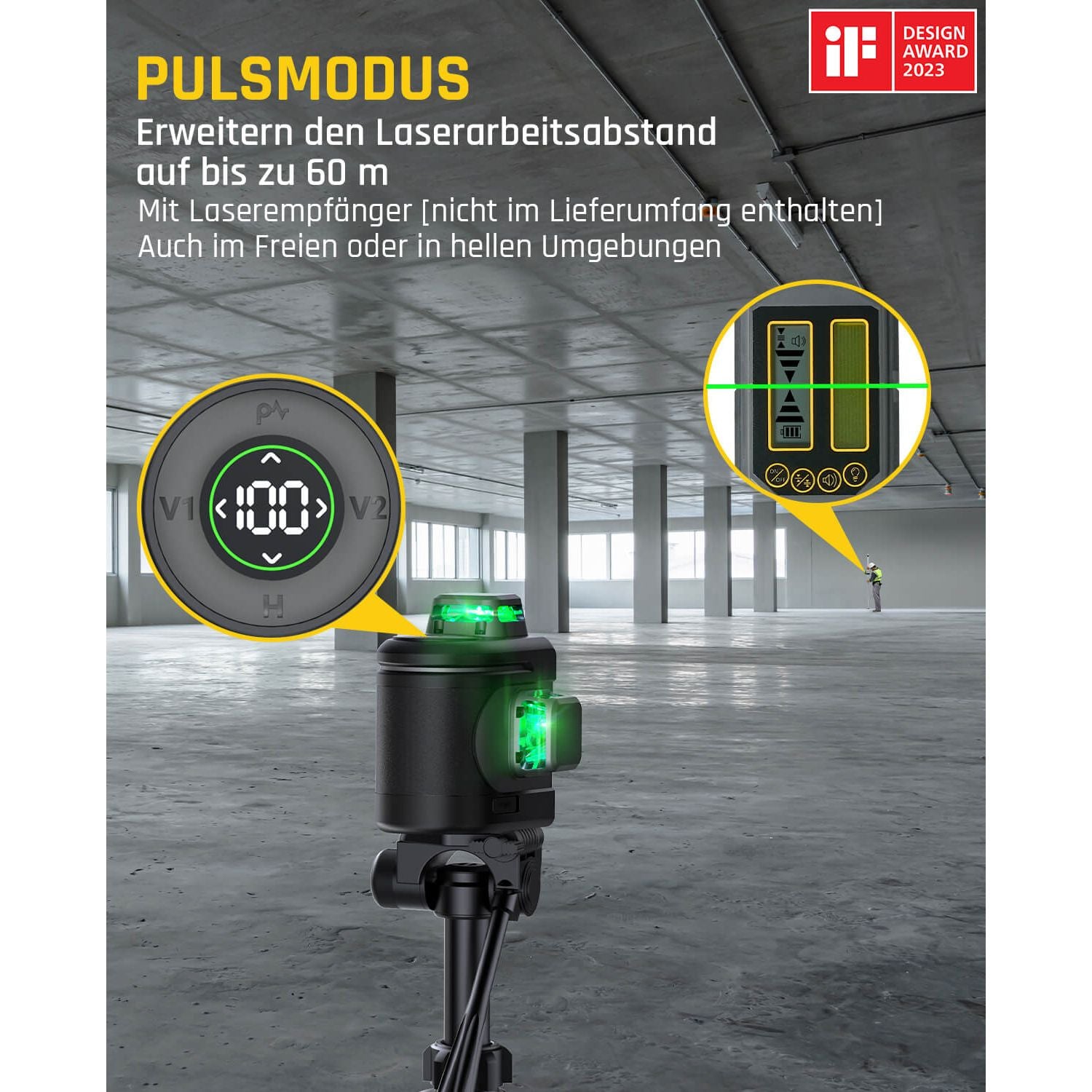 Fanttik D12 PRO Selbstnivellierend Kreuzlinienlaser 3×360°, Grün Linienlaser mit LED-Bildschirm, USB-Aufladung, 5200 mAh Batterie, Arbeitsbereich 30 m, Pulsmodus, für Baustelle/Inneneinrichtung