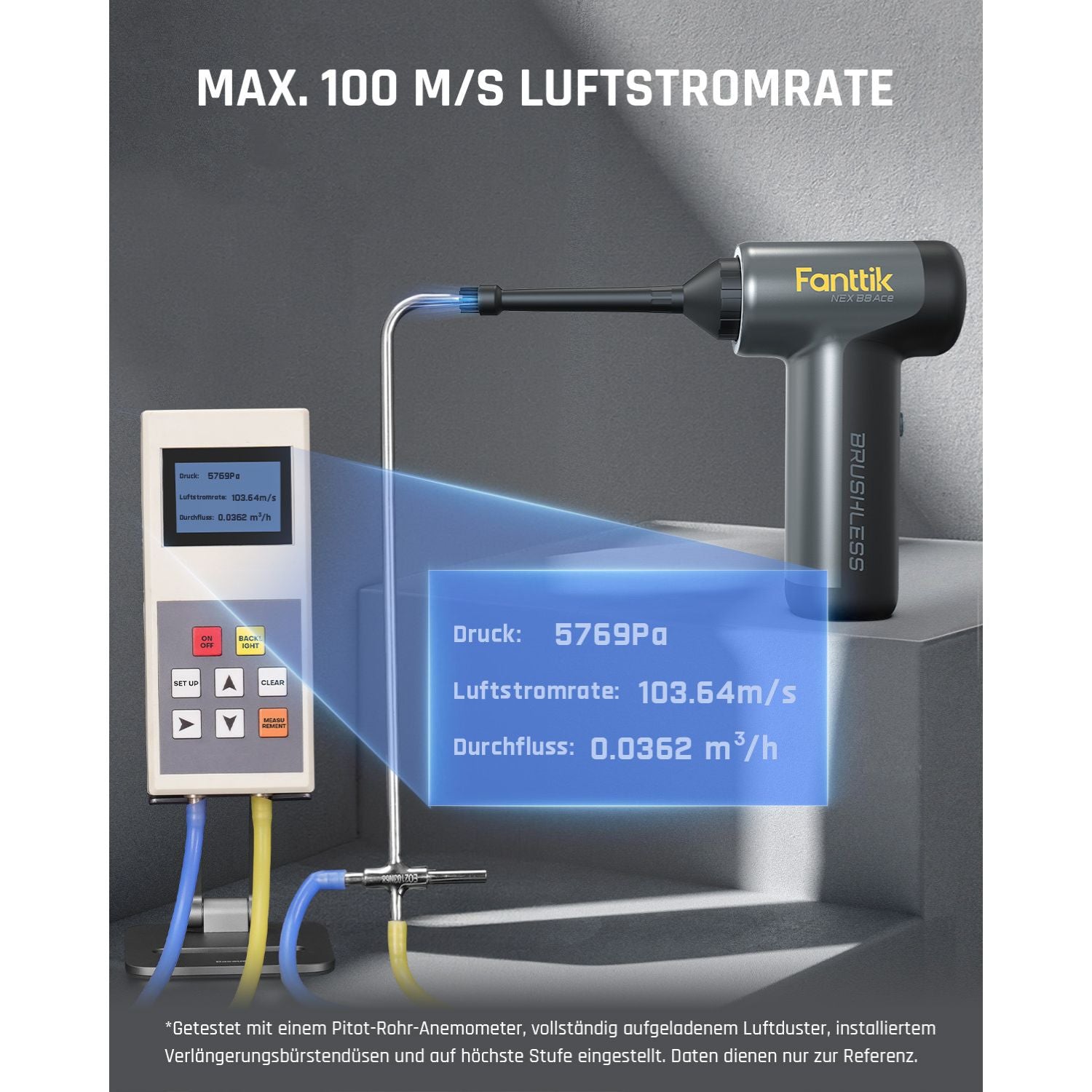 Fanttik B8 Ace Elektrische Staubgebläse Druckluftspray, 110000 U/min, Druckluft Compressed Air Duster mit 2600mAh Akku, Reinigungsbürste, LED-Licht, Staubgebläse für Tastatur, PC-Gehäuse, Schrank