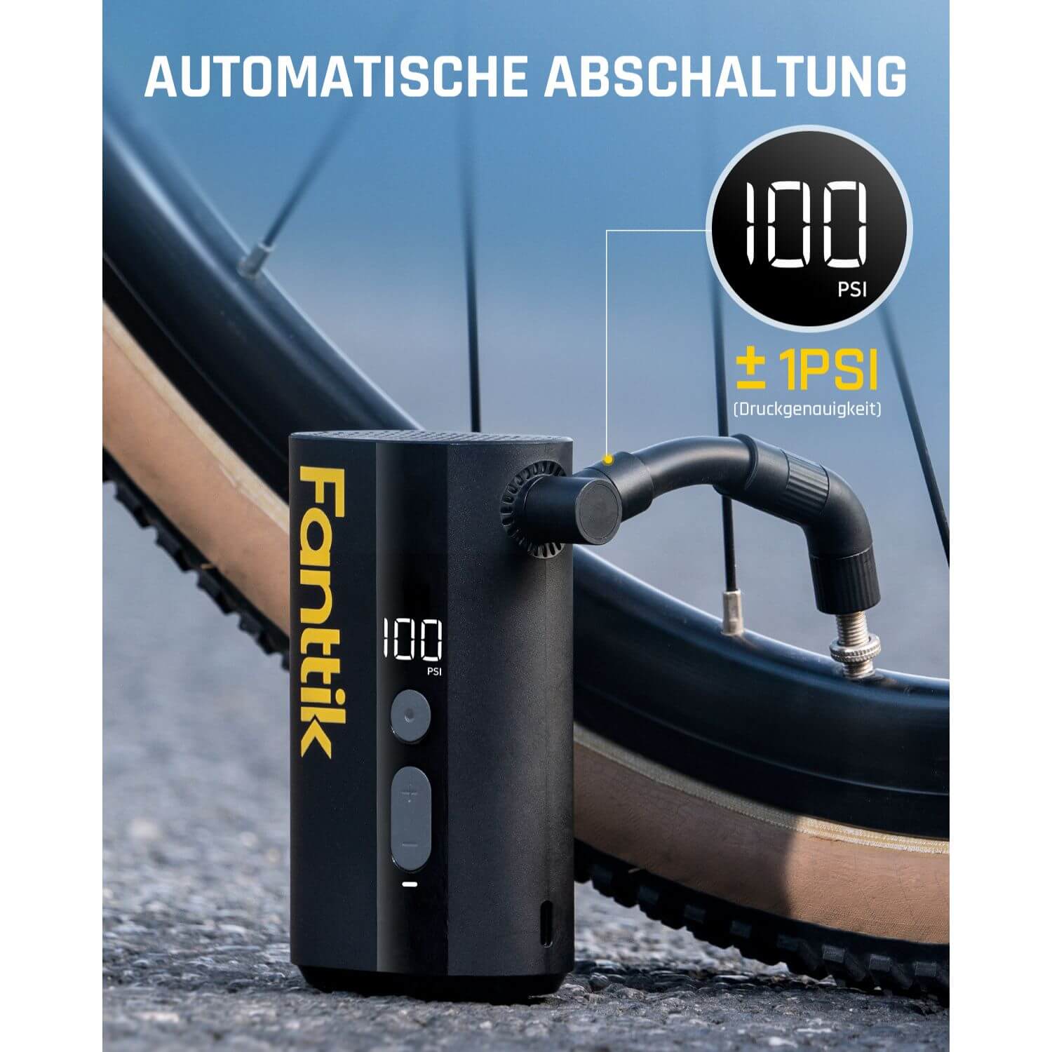 Fanttik X9 Ace Mini Fahrradpumpe, Akku Kompressor, 32s Schnellaufblasbare Elektrische Fahrradpumpe, 150 PSI Luftpumpe mit Presta- und Schrader-Ventil, für Rennrad, Mountainbike, E-Bike, Stadtrad