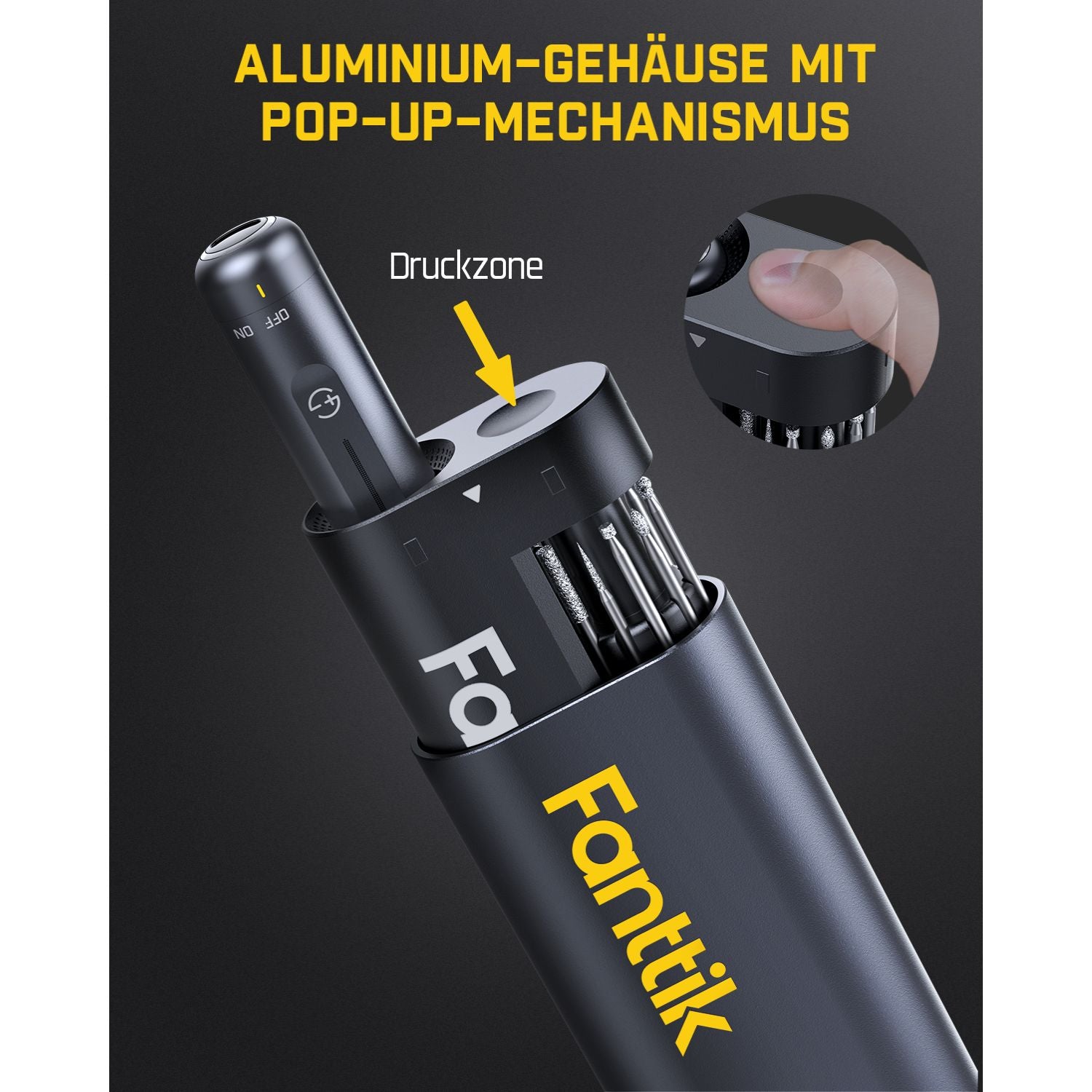 Fanttik F2 Master Mini Akku-Multifunktionswerkzeug Set 3,6V, NeoPulse Motor, 5 Geschwindigkeiten, 25000 U/min, Revostor-Hub, 35 Zubehörteile, Elektrowerkzeug zum Schleifen, Polieren, Bohren, Gravieren