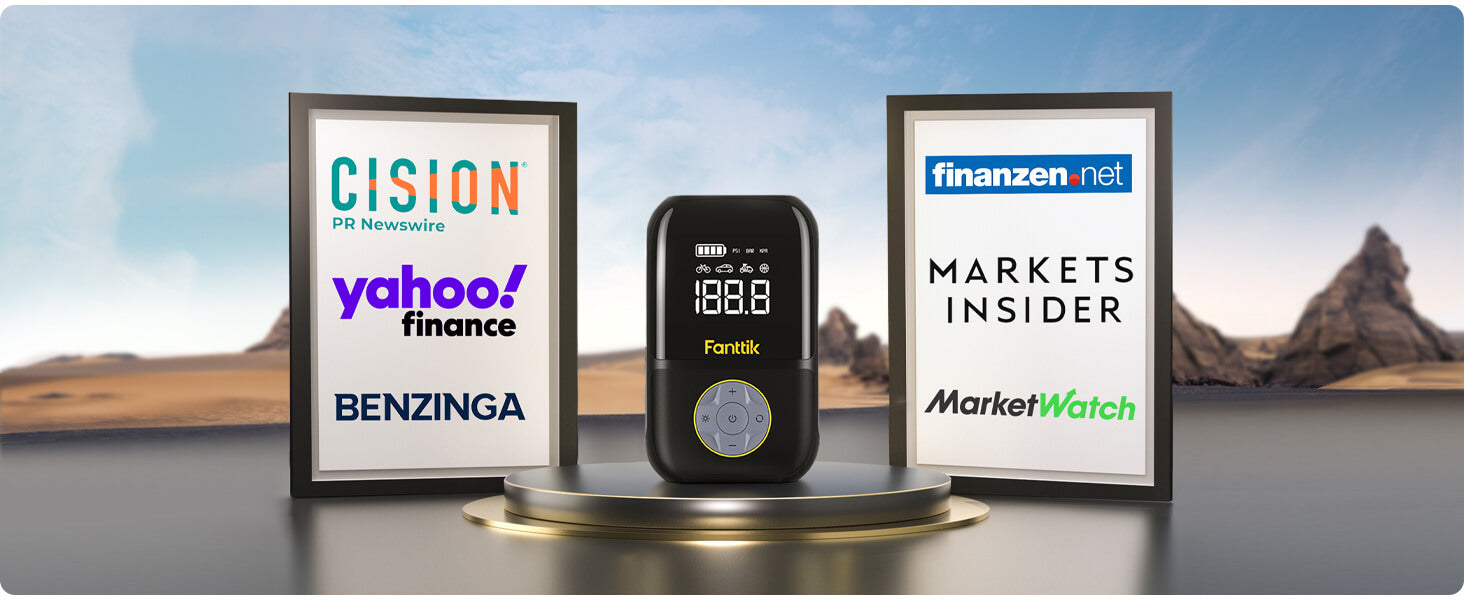 Fanttik X8 Mini Elektrische Luftpumpe, 10,3 BAR/150 PSI Tragbar Fahrradpumpe, Elektrischer Kompressor mit Digitalem LCD-Bildschirm und 4 Modi für Auto, Fahrrad, Motorrad, Bälle