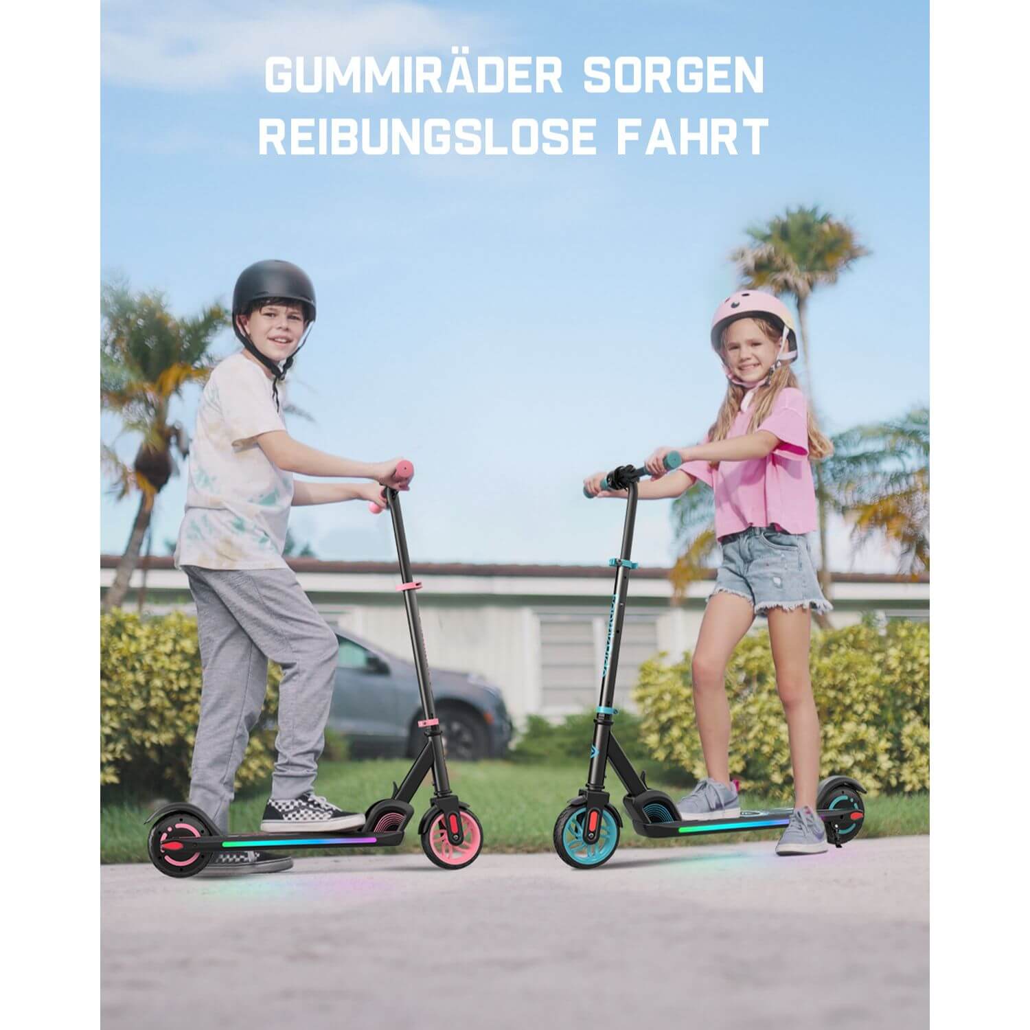 FanttikRide C9 Apex Elektroroller für Kinder im Alter von 8–12 Jahren, Bluetooth-Musiklautsprecher, Bunte Regenbogenlichter, 8/12,8/16 km/h, Faltbarer Elektroroller, Geschenk für Teenager