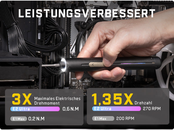 Fanttik E2 Ultra 3.7V Mini Elektro Schraubendreher Set, 50 in 1 Magnetische Präzisions-Schraubendreher Kit, Max 0.6N.m, 5/32 Zoll Sechskant, Geeignet für Reparatur für iPhone,Laptop, Brillen, Uhren