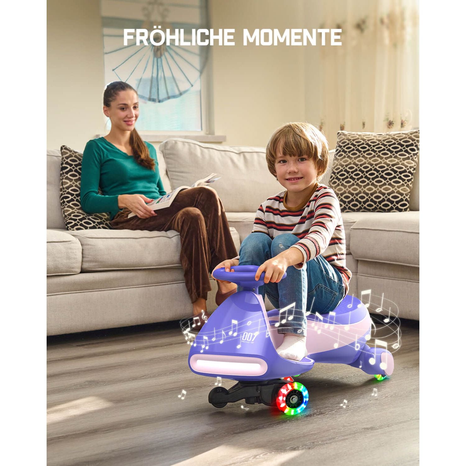 FanttikRide 12V N7 Pro Kinder Elektroauto, Elektrisches Rutschauto mit Pedal, Typ C aufladbar Batterie Kinder Auto, 2 Geschwindigkeit Kippschutz Leuchtende Räder, Bluetooth, für Kind ab 3 Jahren, Rosa