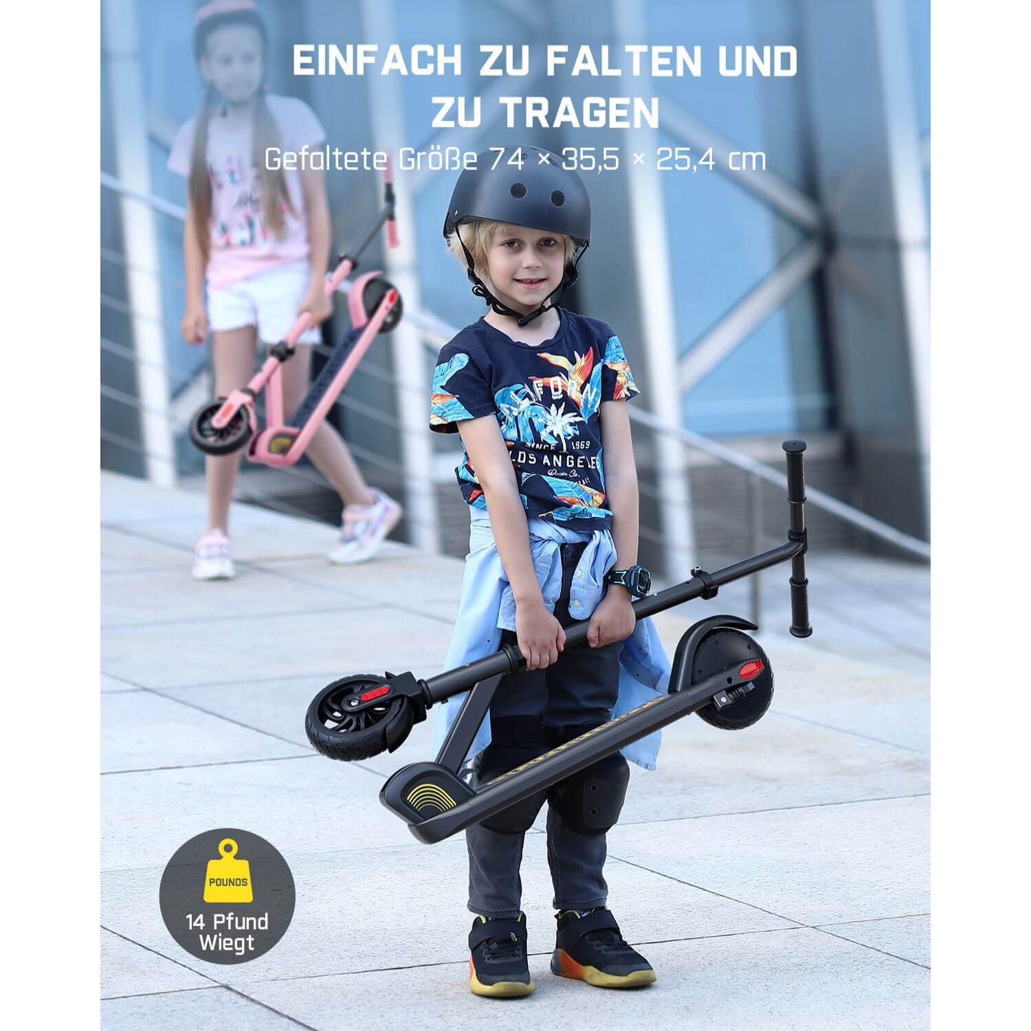 FanttikRide C9 Elektroroller für Kinder ab 8 Jahren, 10/16 km/h, 5 Meilen Reichweite, LED-Anzeige, höhenverstellbar, faltbar, Gummiräder, leicht, Geschenke für Jungen und Mädchen bis 132 Pfund