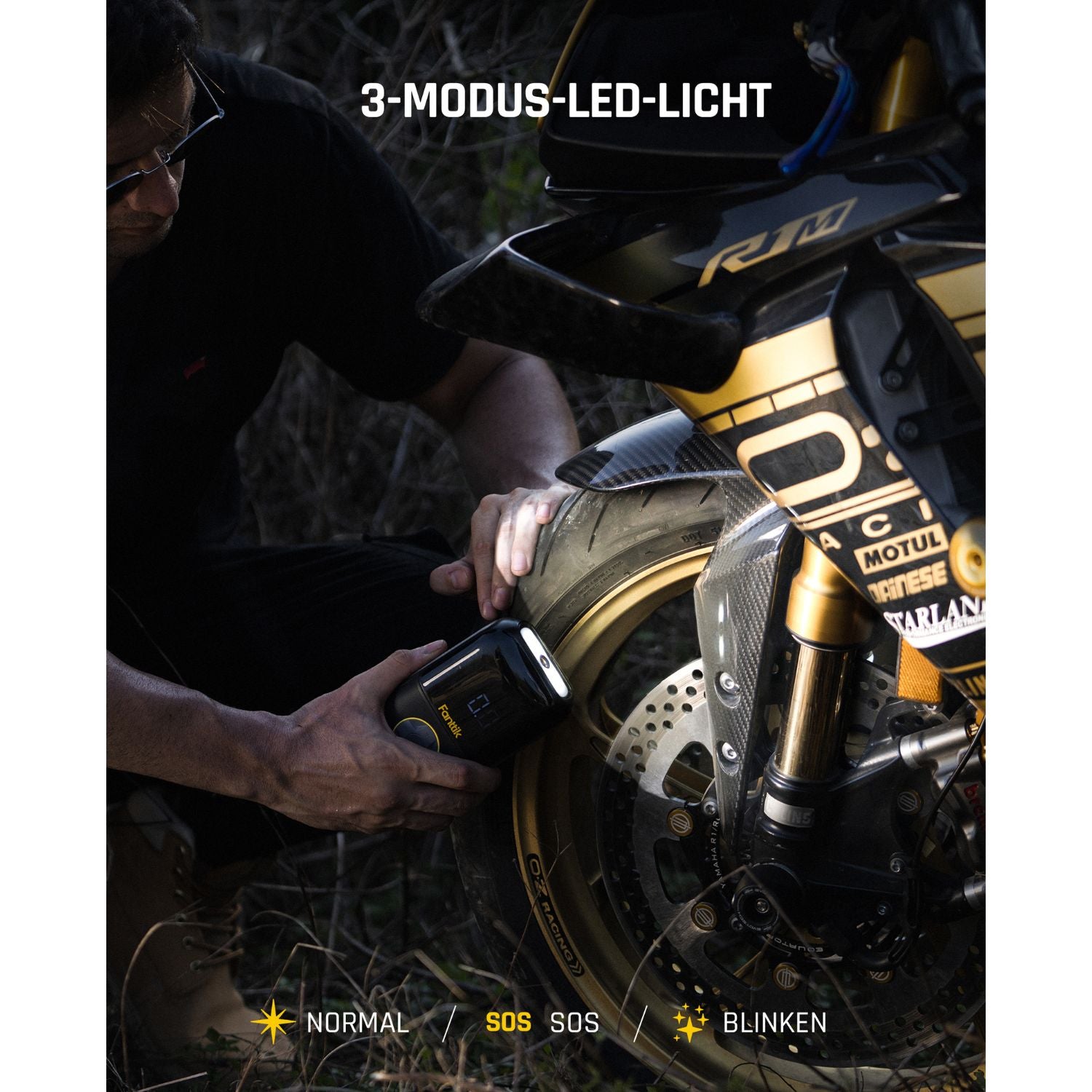 Fanttik X8 Mini Elektrische Luftpumpe, 10,3 BAR/150 PSI Tragbar Fahrradpumpe, Elektrischer Kompressor mit Digitalem LCD-Bildschirm und 4 Modi für Auto, Fahrrad, Motorrad, Bälle