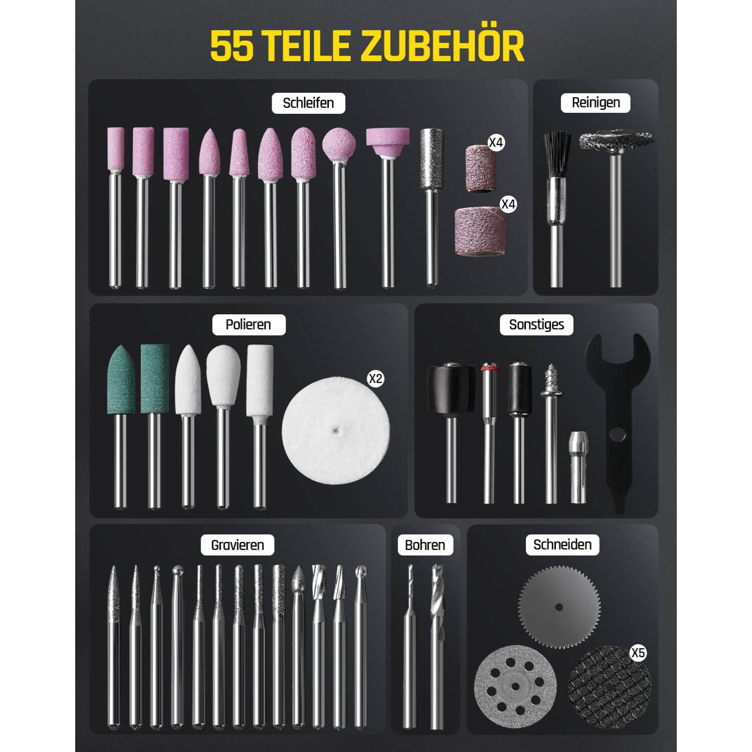 Fanttik F2 PRO Akku Multifunktionswerkzeug, starker Magnetmotor, Revostor-Hub, Rotationswerkzeug Set mit 5 Gang (25000 U/min), zum Schleifen, Polieren, 3D-Druck, Bohren, Schnitzen, Schneiden