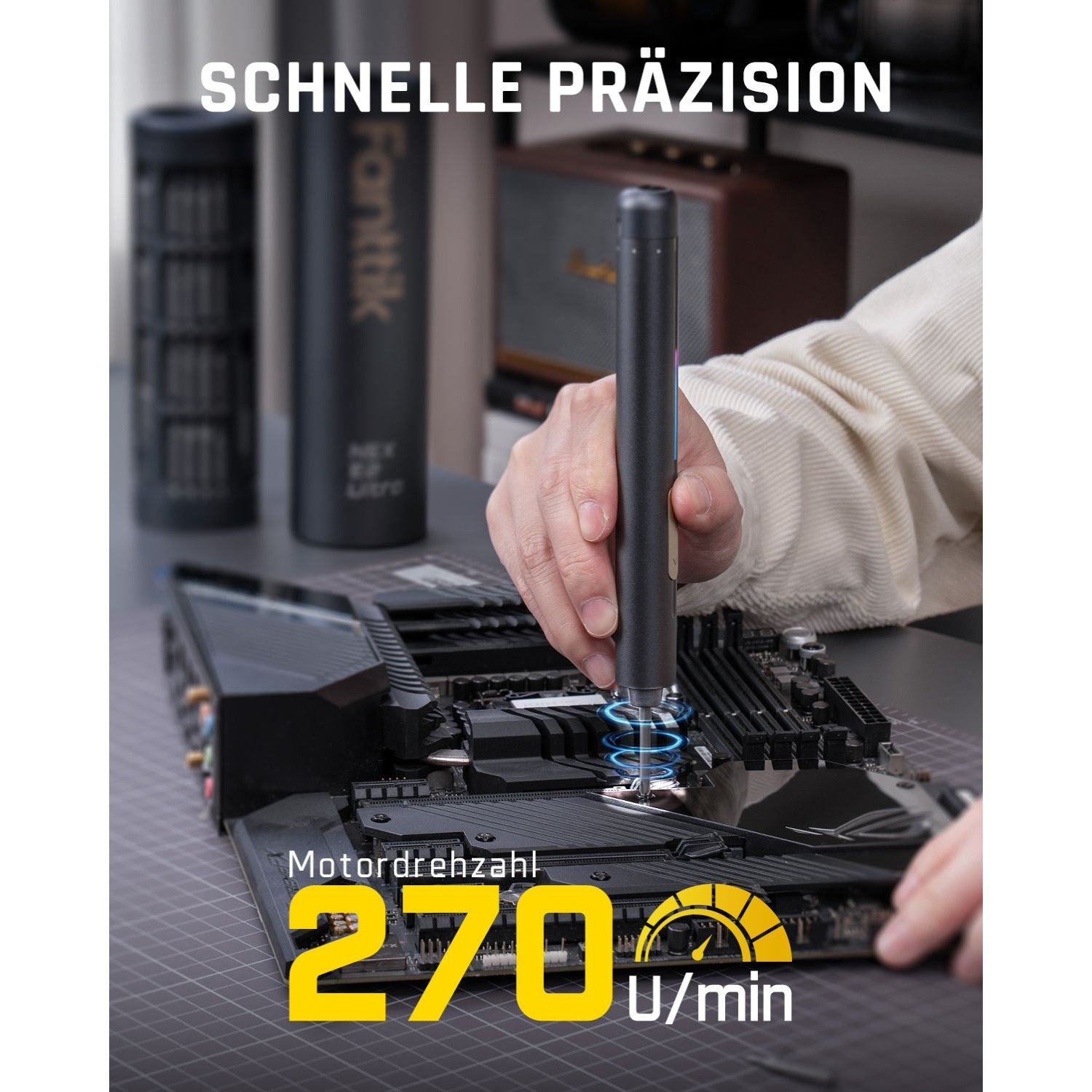 Fanttik E2 Ultra 3.7V Mini Elektro Schraubendreher Set, 50 in 1 Magnetische Präzisions-Schraubendreher Kit, Max 0.6N.m, 5/32 Zoll Sechskant, Geeignet für Reparatur für iPhone,Laptop, Brillen, Uhren