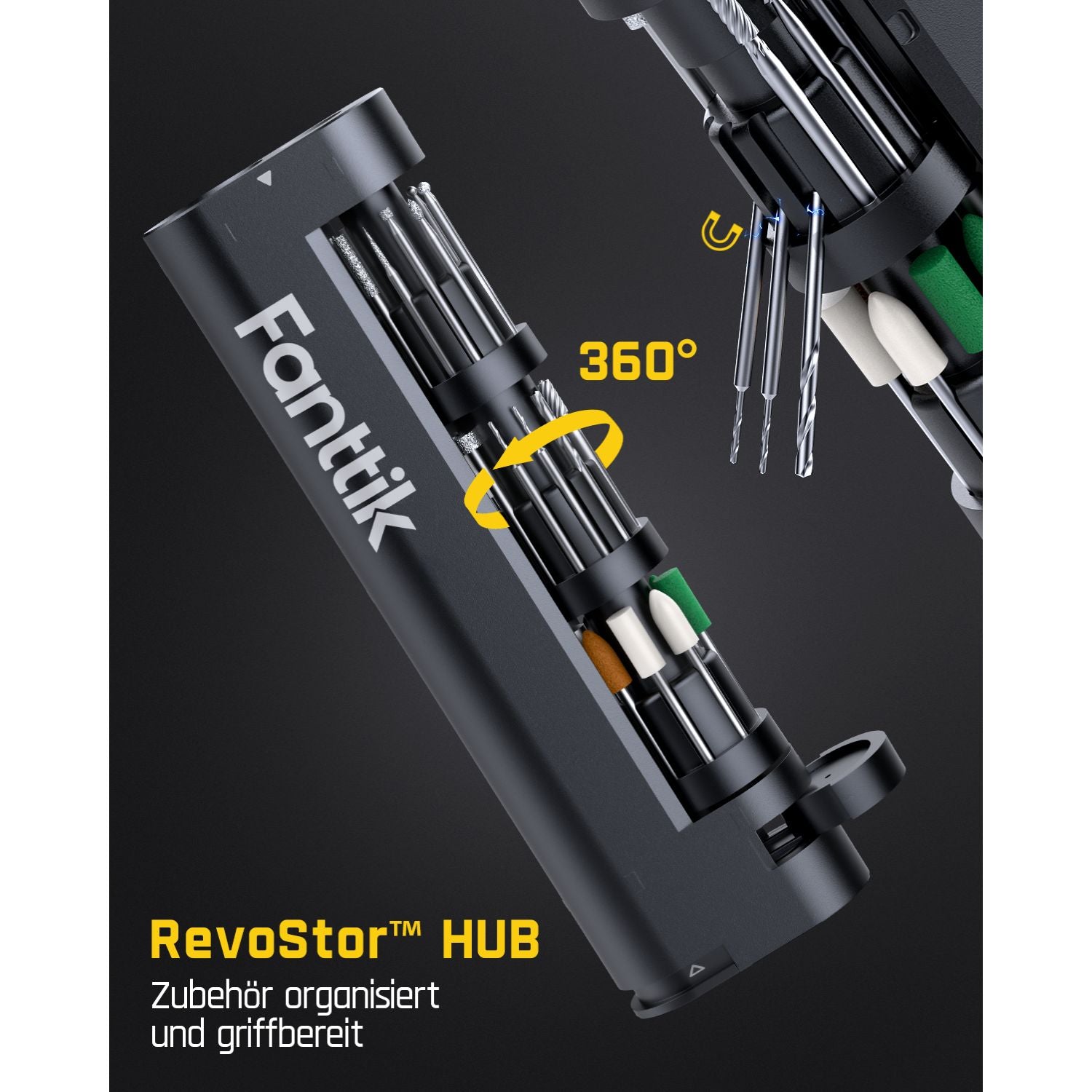 Fanttik F2 Master Mini Akku-Multifunktionswerkzeug Set 3,6V, NeoPulse Motor, 5 Geschwindigkeiten, 25000 U/min, Revostor-Hub, 35 Zubehörteile, Elektrowerkzeug zum Schleifen, Polieren, Bohren, Gravieren