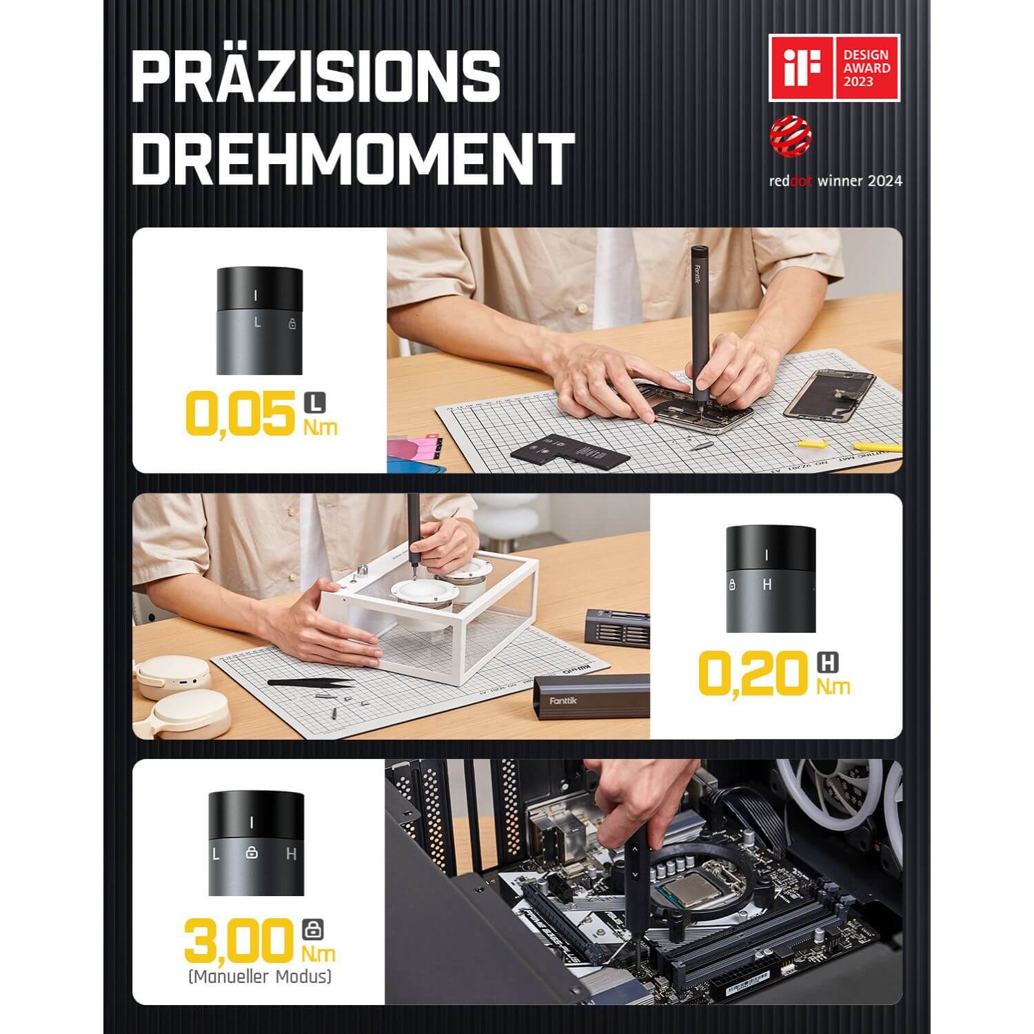 Fanttik E1 Max Mini Elektro Schraubendreher Set, 50 in 1 Magnetische Präzisions-Schraubendreher Kit, 2 Gänge Drehmoment, 5/32 Zoll Sechskant, Geeignet für Reparatur für iPhone,Laptop, Brillen, Uhren