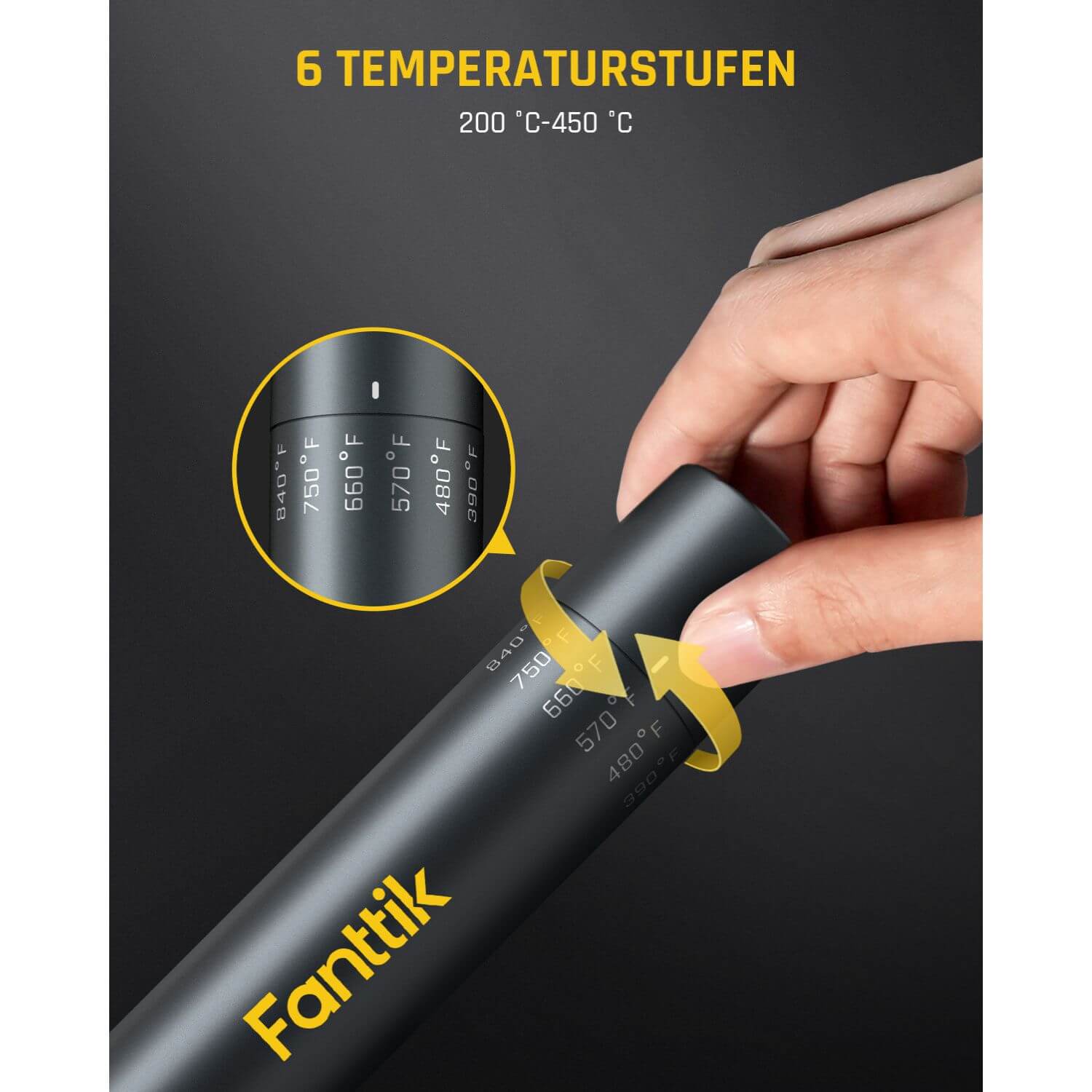 Fanttik T1 Max Präzisions Lötkolben Set, kabelloser Lötkolben, 7 Sek. schnelles Aufheizen,6 Temperatur Einstellbar 200~450 ℃, 4 Lötspitzen (C210), 360° drehbarer Ständer, Lötkolben für Reparaturen