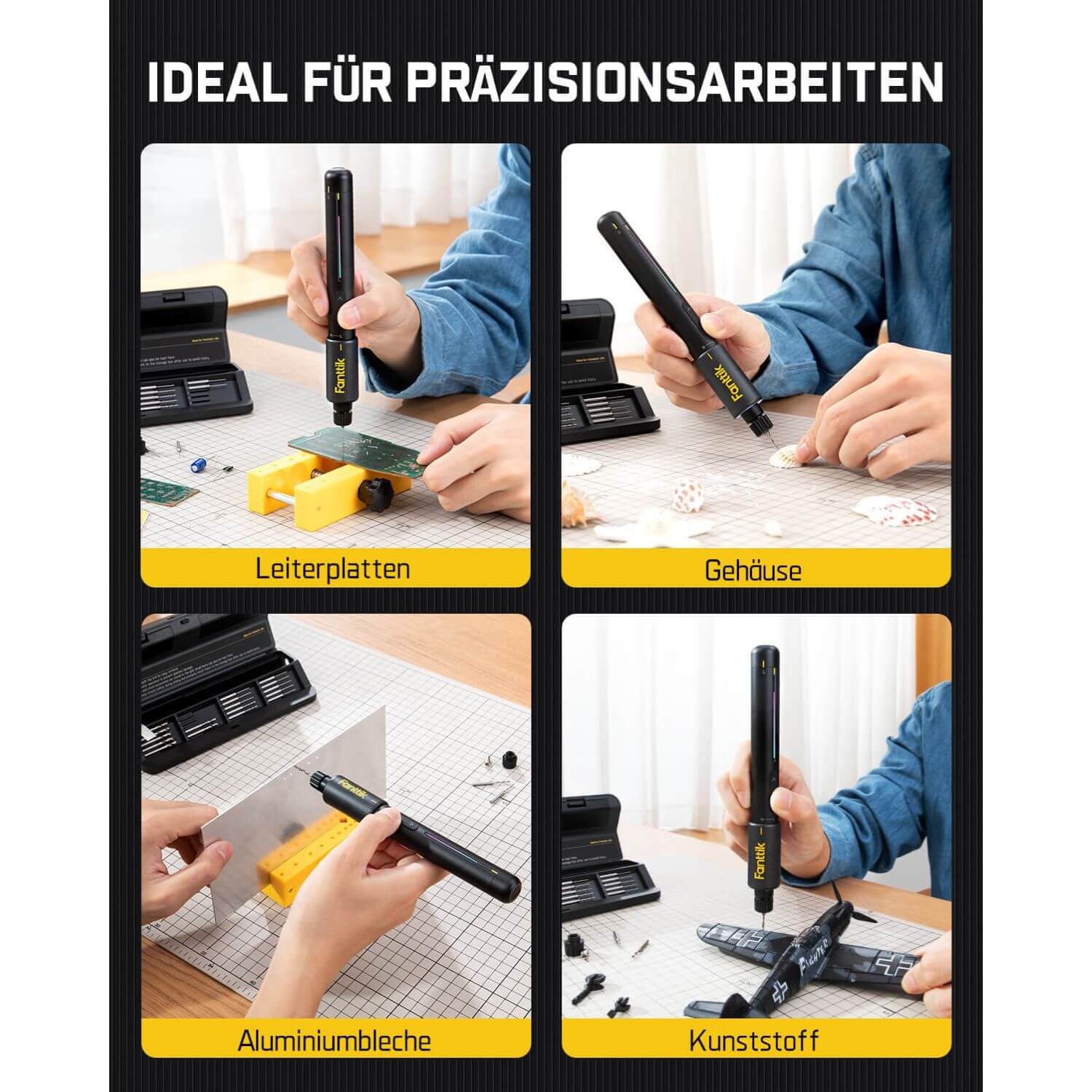 Fanttik K2 Nano 3,7 V Elektro-Mini-Bohrstift, Mini Bohrmaschine mit 20 Bohrern, 800-mAh-Akku, DIY Handbohrer Elektrisch Set für Gehäuse Kunststoff Harz Schmuckherstellung Leiterplatten Aluminiumbleche