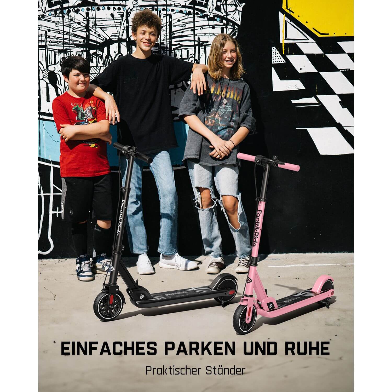 FanttikRide T9 Elektroroller für Kinder, 7/10/12 MPH, LED-Anzeige, höhenverstellbar, faltbar, Gummiräder, leicht, Geschenke für Jungen und Mädchen