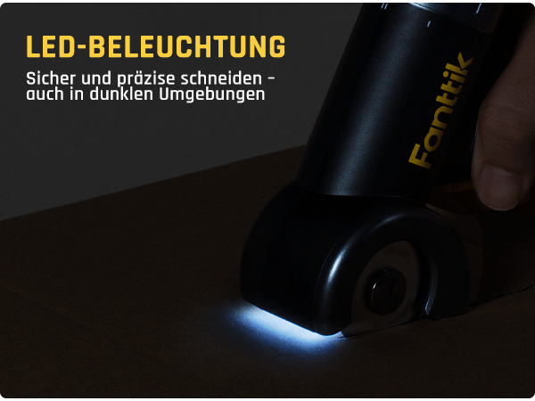 Fanttik C8 Nano Elektrische Schere, Kartonschneider Elektrisch mit Bildschirm, LED-Licht, 3 Geschwindigkeitsstufen, Wiederaufladbarer Akku, Geeignet für Stoffe, Teppiche, Leder, Kartons - Schwarz