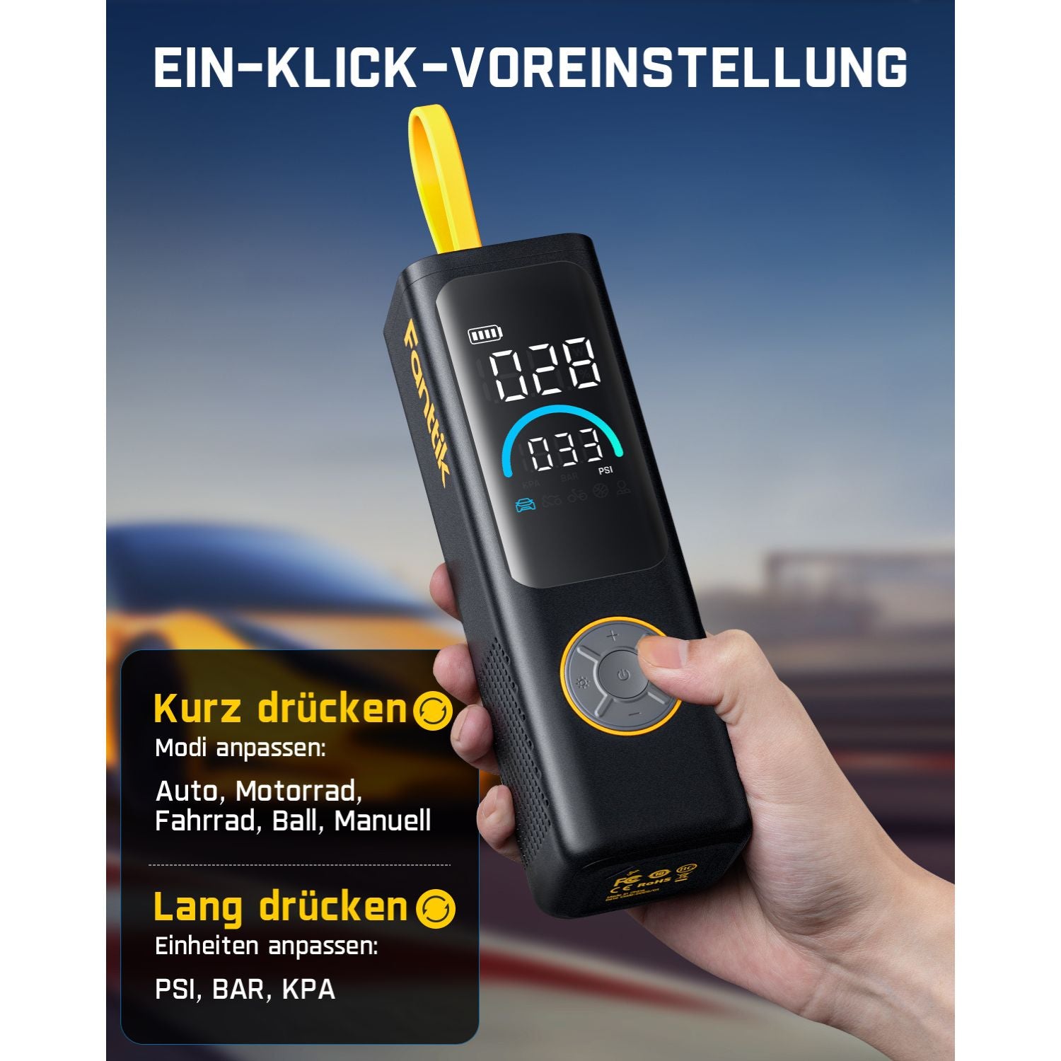 Fanttik X9 APEX 150 PSI Tragbare Elektrische Luftpumpe, 35s schnelles Aufpumpen, kabelloser Kompressor mit Licht und Powerbank, Wiederaufladbare Reifenpumpe für SUV, Auto, Motorrad, Fahrrad, Ball