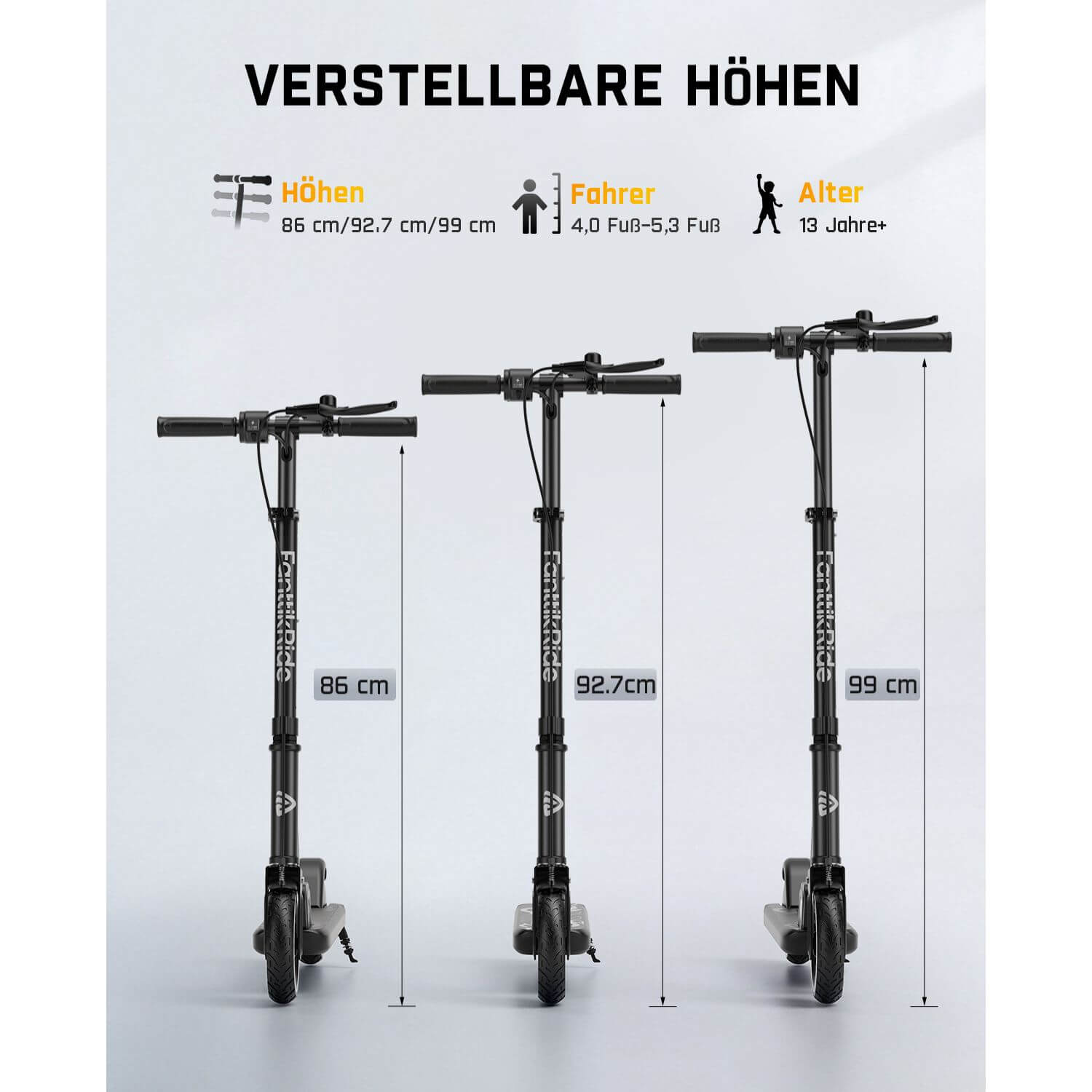 FanttikRide T9 Elektroroller für Kinder, 7/10/12 MPH, LED-Anzeige, höhenverstellbar, faltbar, Gummiräder, leicht, Geschenke für Jungen und Mädchen