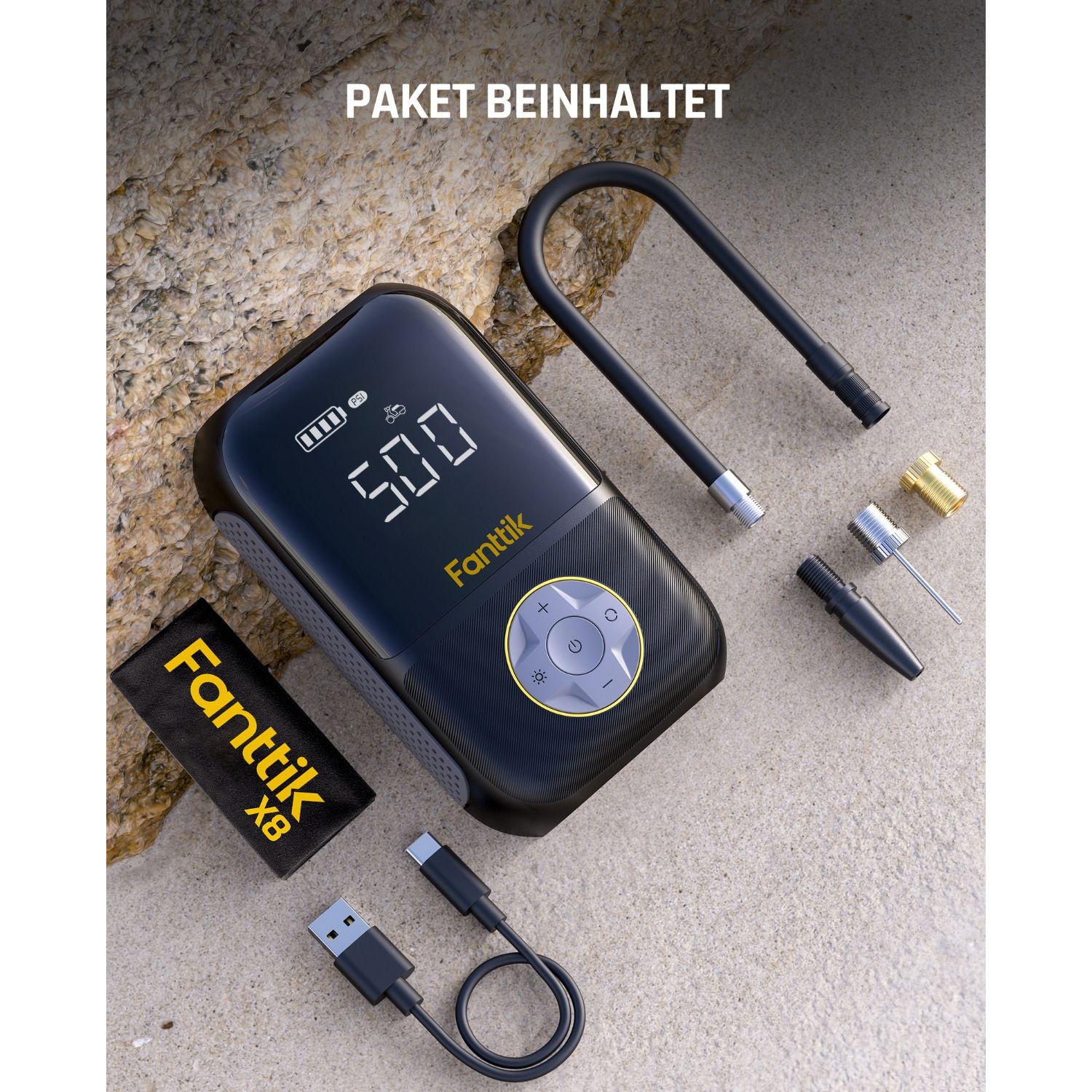 Fanttik X8 Mini Elektrische Luftpumpe, 10,3 BAR/150 PSI Tragbar Fahrradpumpe, Elektrischer Kompressor mit Digitalem LCD-Bildschirm und 4 Modi für Auto, Fahrrad, Motorrad, Bälle
