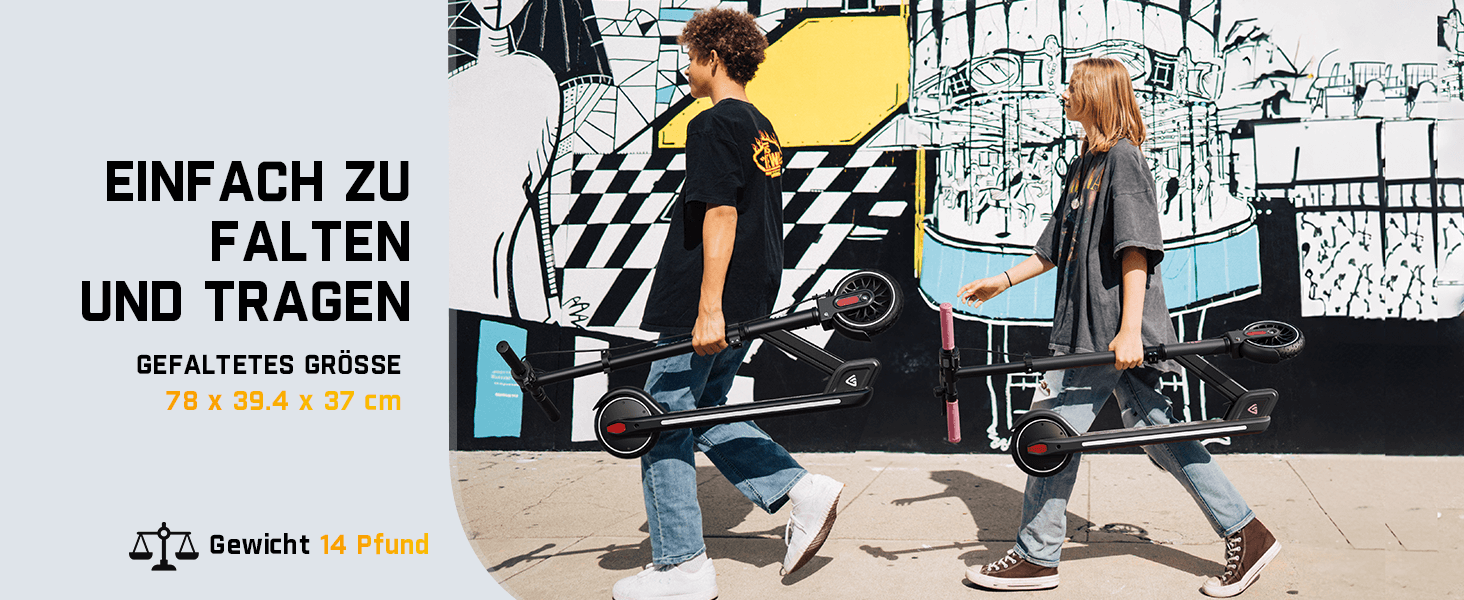 FanttikRide T9 Apex Elektroroller für Kinder ab 13 Jahren, Bunte LED-Lichter mit Bluetooth-Musiklautsprecher, 12/16/20 KMH Digitalanzeige, Höhenverstellbar, Faltbarer E-Scooter für Teenager