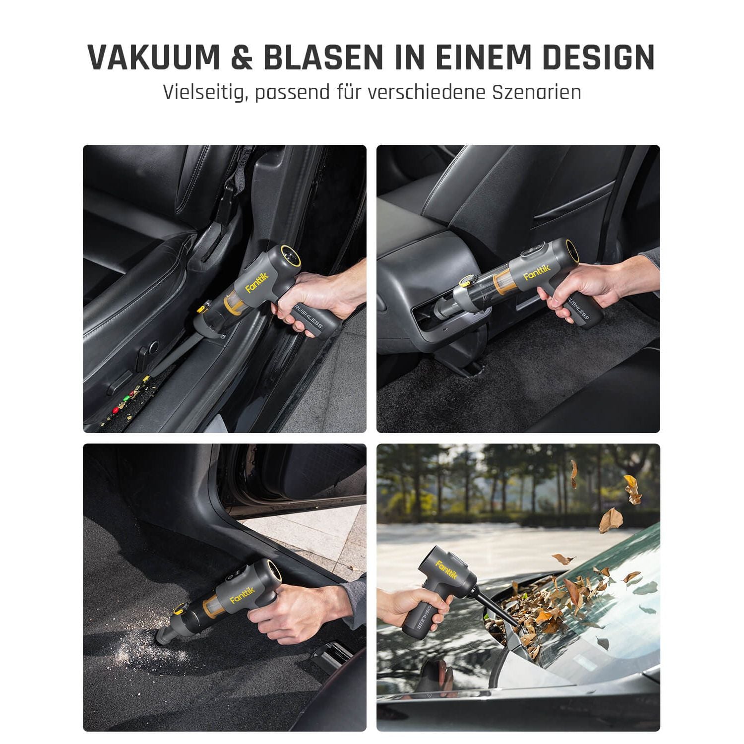 Fanttik Slim V9 Mix Auto-Staubsauger, 4-in-1 kabelloser Handstaubsauger, 12000 PA Hochleistungs-Handstaubsauger Tragbarer Staubsauger für den Innenraum von Autos und zu Hause