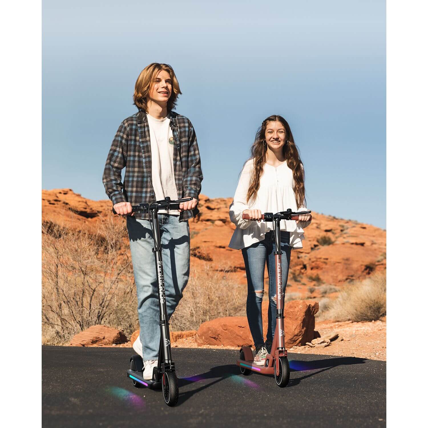 FanttikRide T9 Apex Elektroroller für Kinder ab 13 Jahren, Bunte LED-Lichter mit Bluetooth-Musiklautsprecher, 12/16/20 KMH Digitalanzeige, Höhenverstellbar, Faltbarer E-Scooter für Teenager