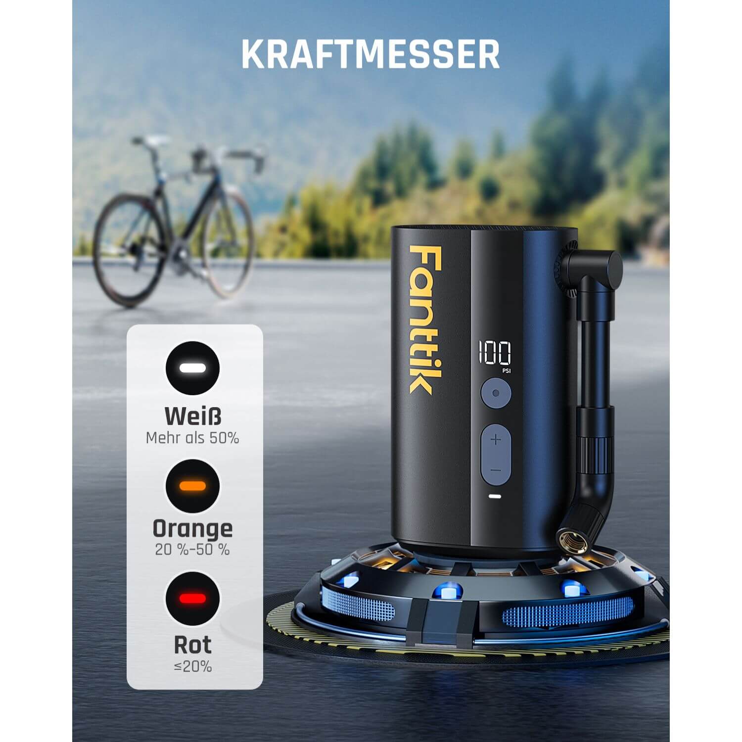 Fanttik X9 Ace Mini Fahrradpumpe, Akku Kompressor, 32s Schnellaufblasbare Elektrische Fahrradpumpe, 150 PSI Luftpumpe mit Presta- und Schrader-Ventil, für Rennrad, Mountainbike, E-Bike, Stadtrad