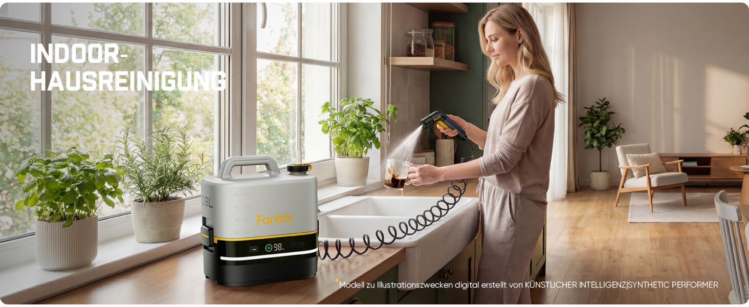 Fanttik NB10 Nano tragbarer Akku-Drucksprüher, 2,1-Gallonen-Tank, 72-98 PSI, HD-LED-Display, 4000mAh, mit Campingleuchte – tragbarer Hochdruckreiniger für Zuhause, Terrasse und Camping