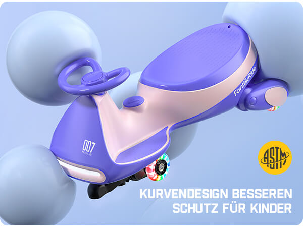 FanttikRide 12V N7 Pro Kinder Elektroauto, Elektrisches Rutschauto mit Pedal, Typ C aufladbar Batterie Kinder Auto, 2 Geschwindigkeit Kippschutz Leuchtende Räder, Bluetooth, für Kind ab 3 Jahren, Rosa