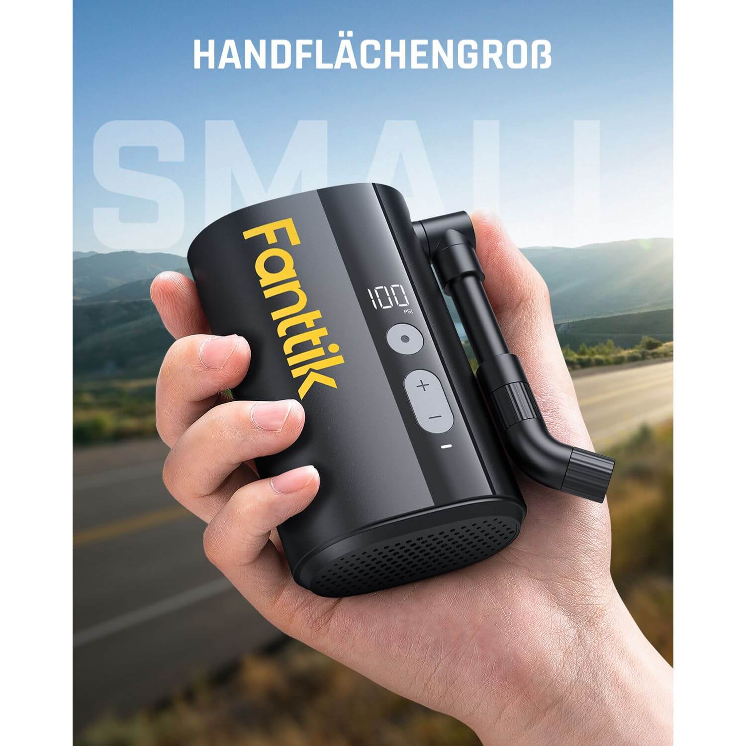 Fanttik X9 Ace Mini Fahrradpumpe, Akku Kompressor, 32s Schnellaufblasbare Elektrische Fahrradpumpe, 150 PSI Luftpumpe mit Presta- und Schrader-Ventil, für Rennrad, Mountainbike, E-Bike, Stadtrad