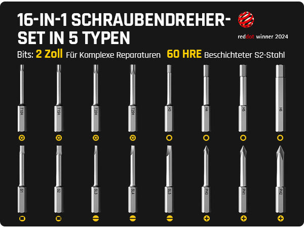 Fanttik S1 Pro 3.7V Magnetische Electric Screwdriver, Leistungsstarkes-Schraubendreher-Set mit 16 Bits, Einstellbare 3 Drehmomente bis zu 6 Nm, 2000-mAh-Akku, Geeignet für die Möbel/Computerreparatur