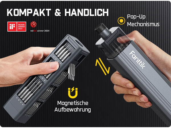 Fanttik E1 Max Mini Elektro Schraubendreher Set, 50 in 1 Magnetische Präzisions-Schraubendreher Kit, 2 Gänge Drehmoment, 5/32 Zoll Sechskant, Geeignet für Reparatur für iPhone,Laptop, Brillen, Uhren