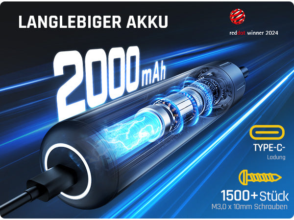 Fanttik S1 Pro 3.7V Magnetische Electric Screwdriver, Leistungsstarkes-Schraubendreher-Set mit 16 Bits, Einstellbare 3 Drehmomente bis zu 6 Nm, 2000-mAh-Akku, Geeignet für die Möbel/Computerreparatur