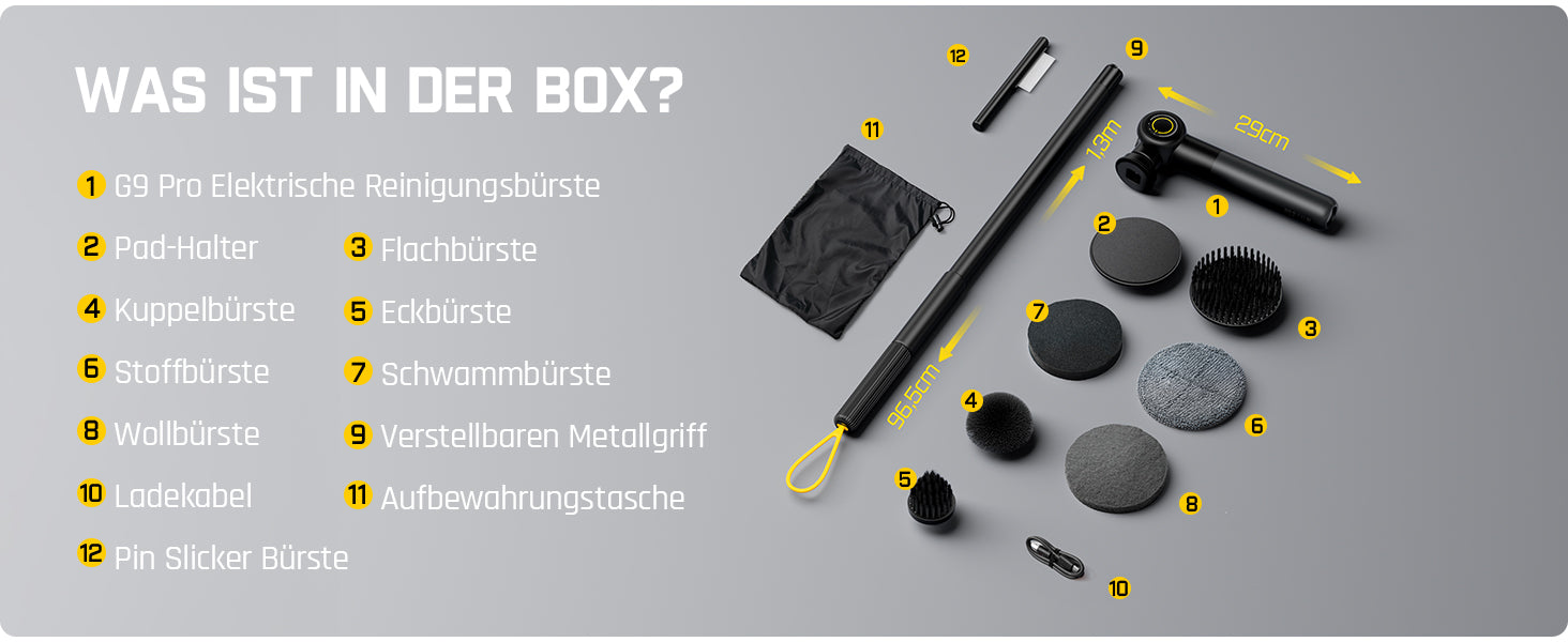 Fanttik Flip G9 Pro Elektrische Reinigungsbürste, VoltiPulse Motor, Dual-Speed, 6 Bürstenköpfe, Flexibler Winkel & Ausziehbarer Griff, IPX7 Wasserdicht, Typ-C Ladung für Boden, Fliesen, Fugen -Schwarz