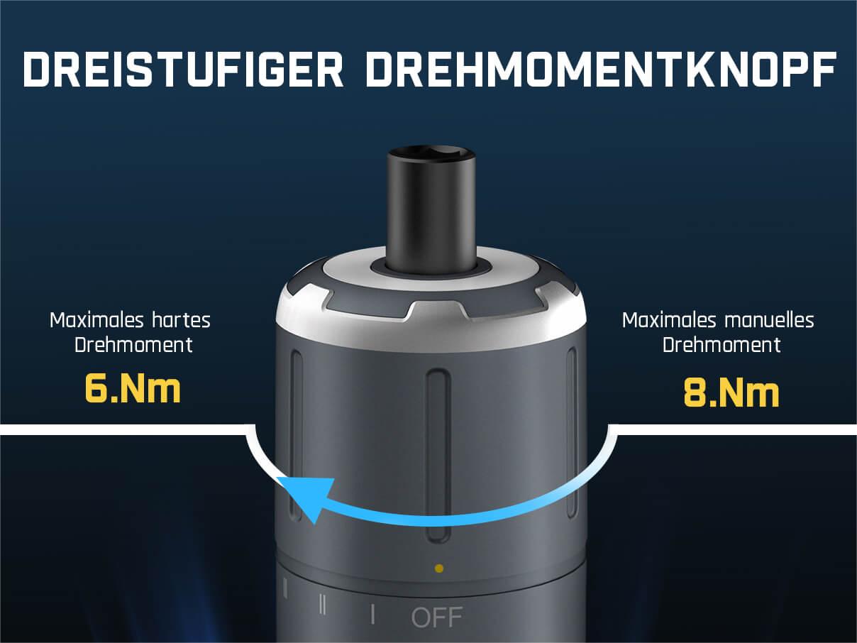 Fanttik S1 Pro 3.7V Magnetische Electric Screwdriver, Leistungsstarkes-Schraubendreher-Set mit 16 Bits, Einstellbare 3 Drehmomente bis zu 6 Nm, 2000-mAh-Akku, Geeignet für die Möbel/Computerreparatur